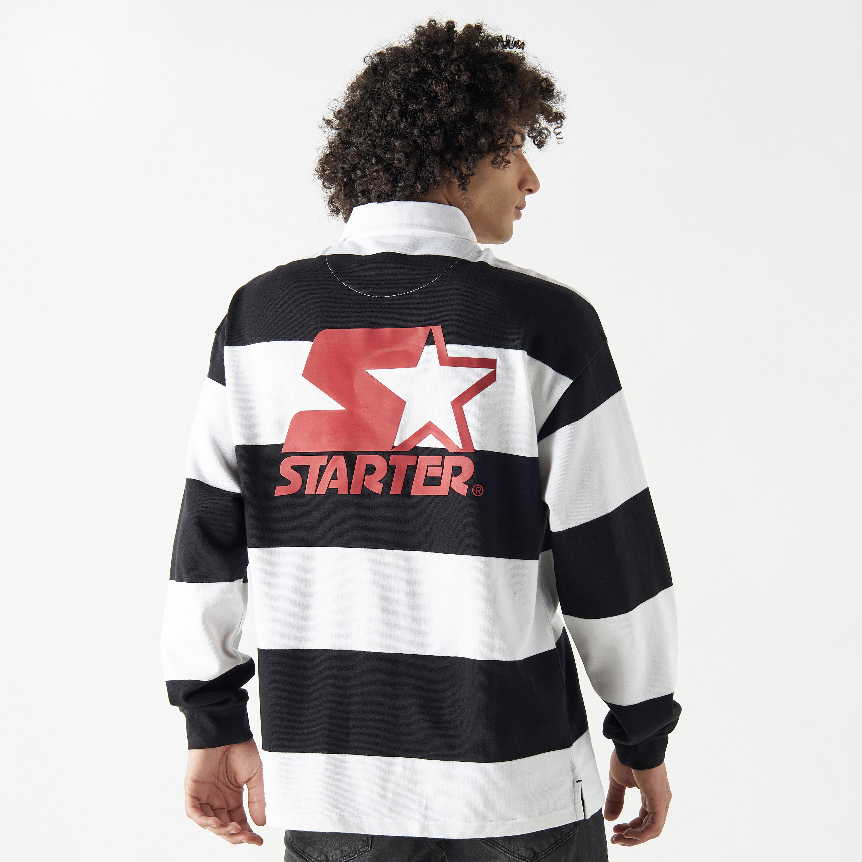 Starter Logo Print Polo T-shirt with Long Sleeves-men-clothing-tshirtsandpolos-polos-image-1