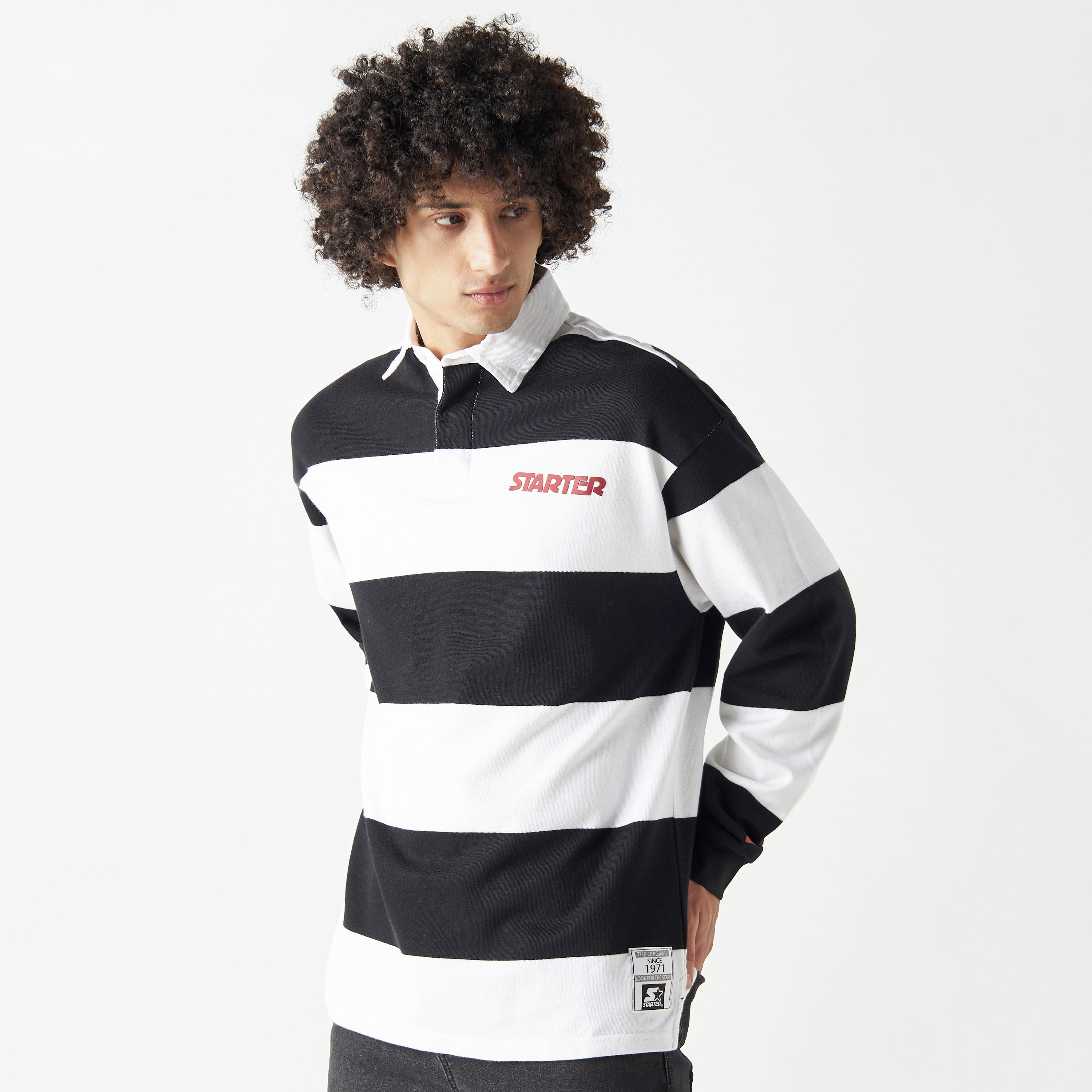 Starter Logo Print Polo T-shirt with Long Sleeves-men-clothing-tshirtsandpolos-polos-image-3