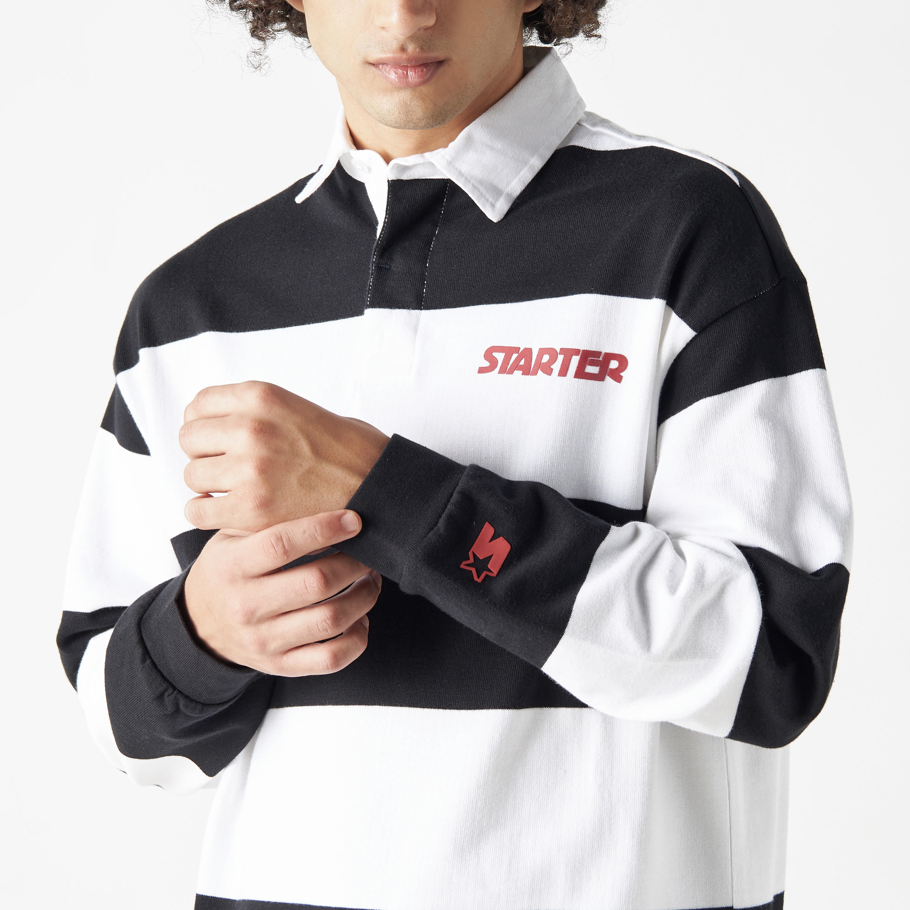 Starter Logo Print Polo T-shirt with Long Sleeves-men-clothing-tshirtsandpolos-polos-image-4