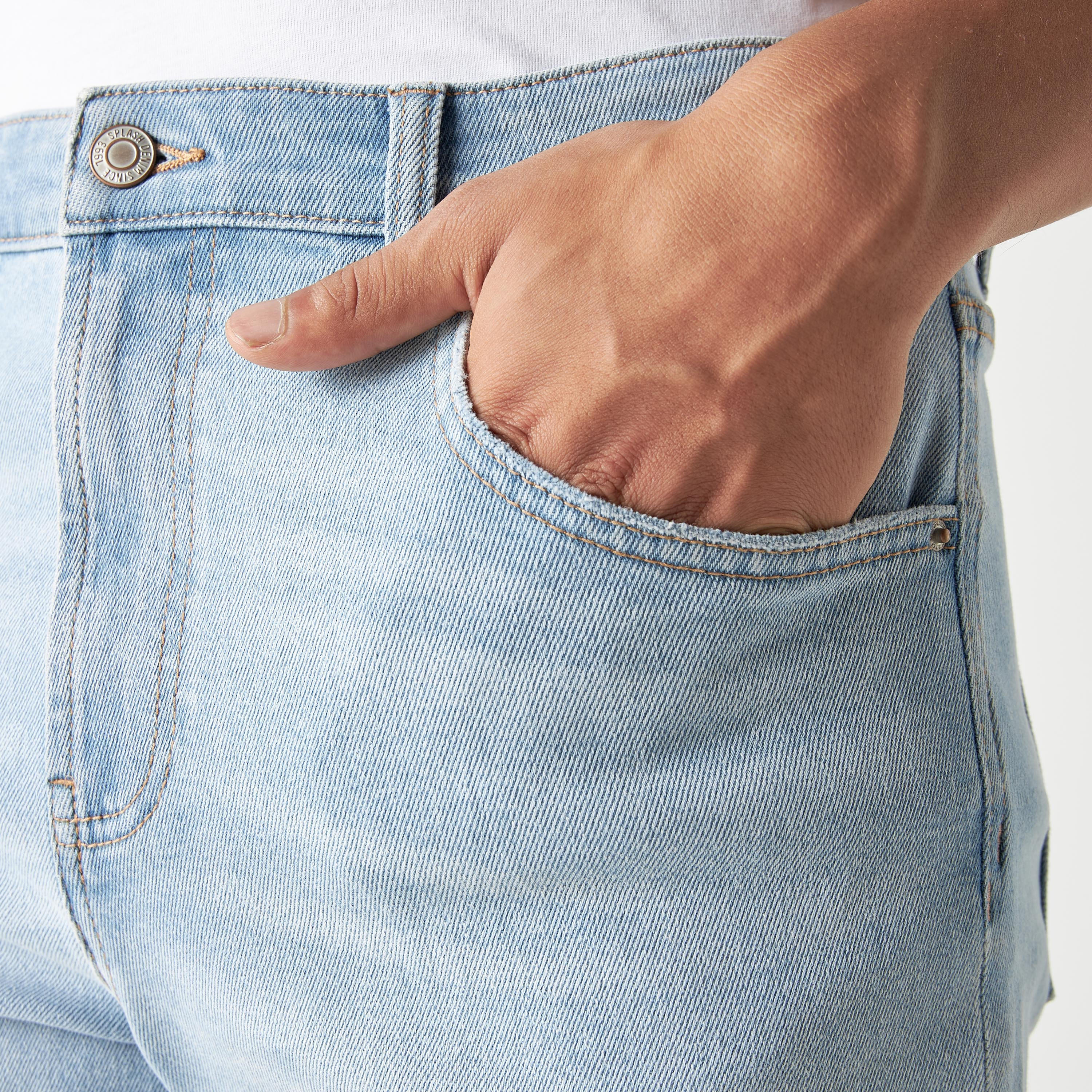 بنطلون جينز بقصة جزرة مضلّع وبجيوب من ستارتر-men-clothing-bottoms-jeans-image-4