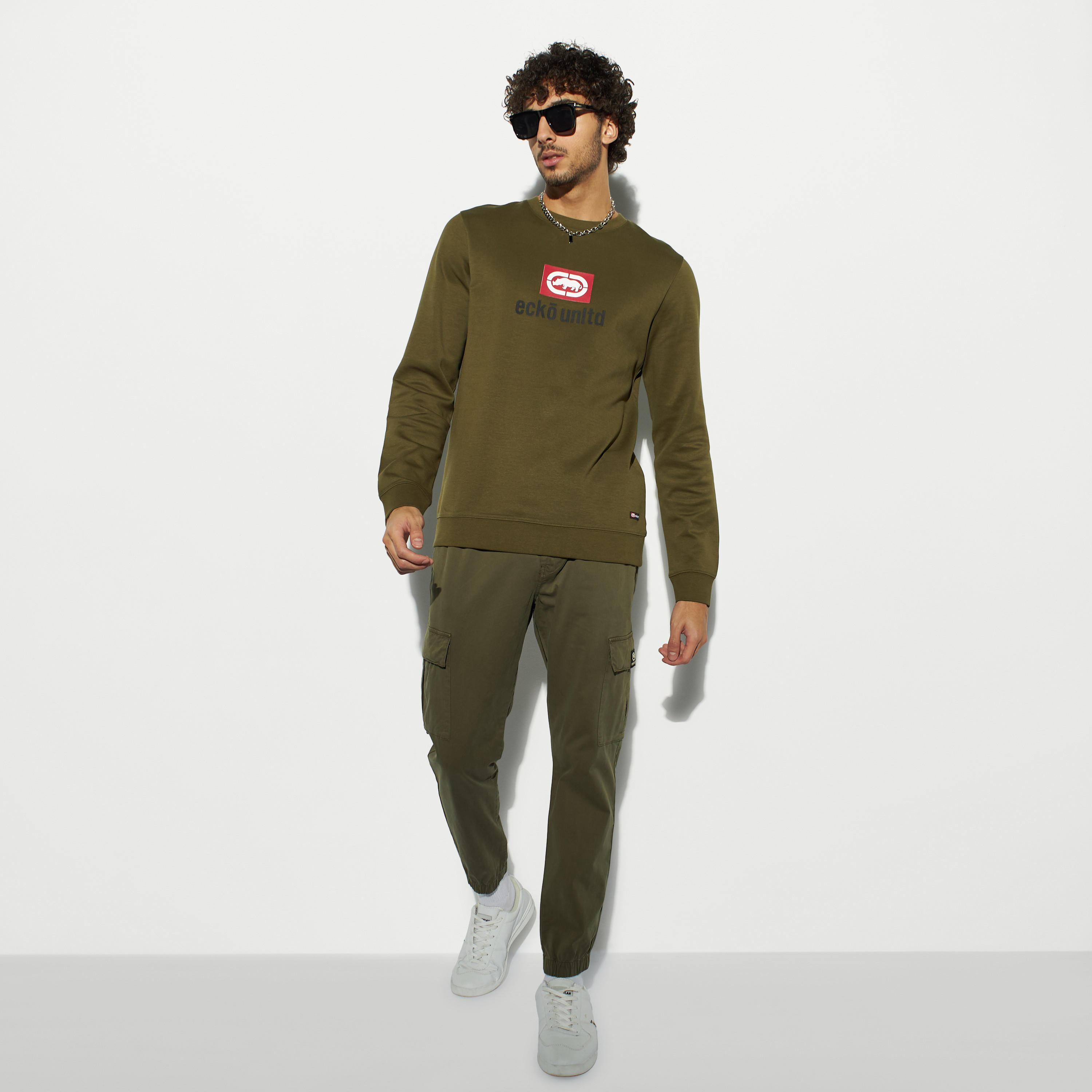 Ecko Unltd Logo Print Sweatshirt with Crew Neck-men-winterwear-hoodiesandsweatshirts-image-2