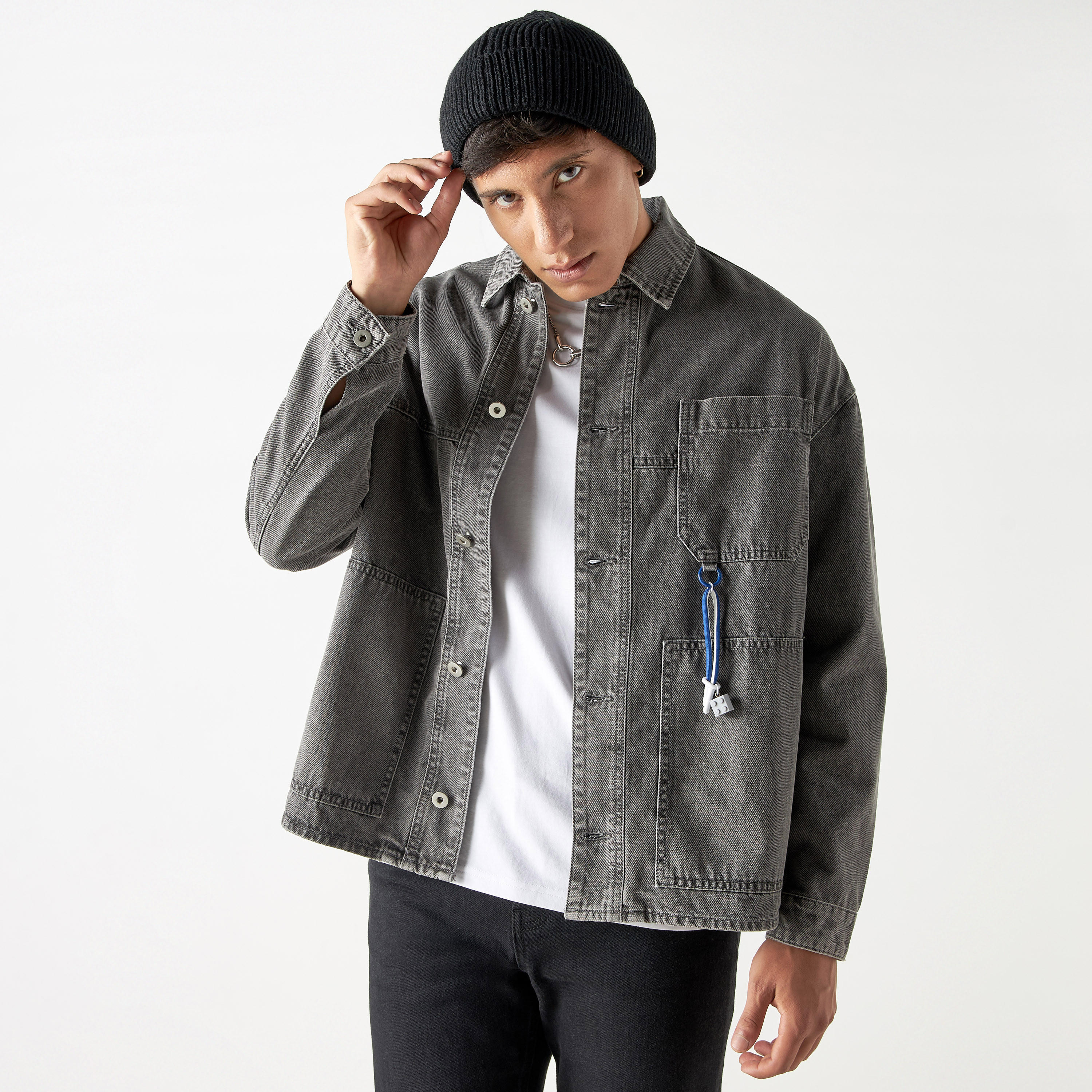 جاكيت دنيم بجيوب وأكمام طويلة وتفاصيل ليجو-men-clothing-jacketsandblazers-jackets-image-1
