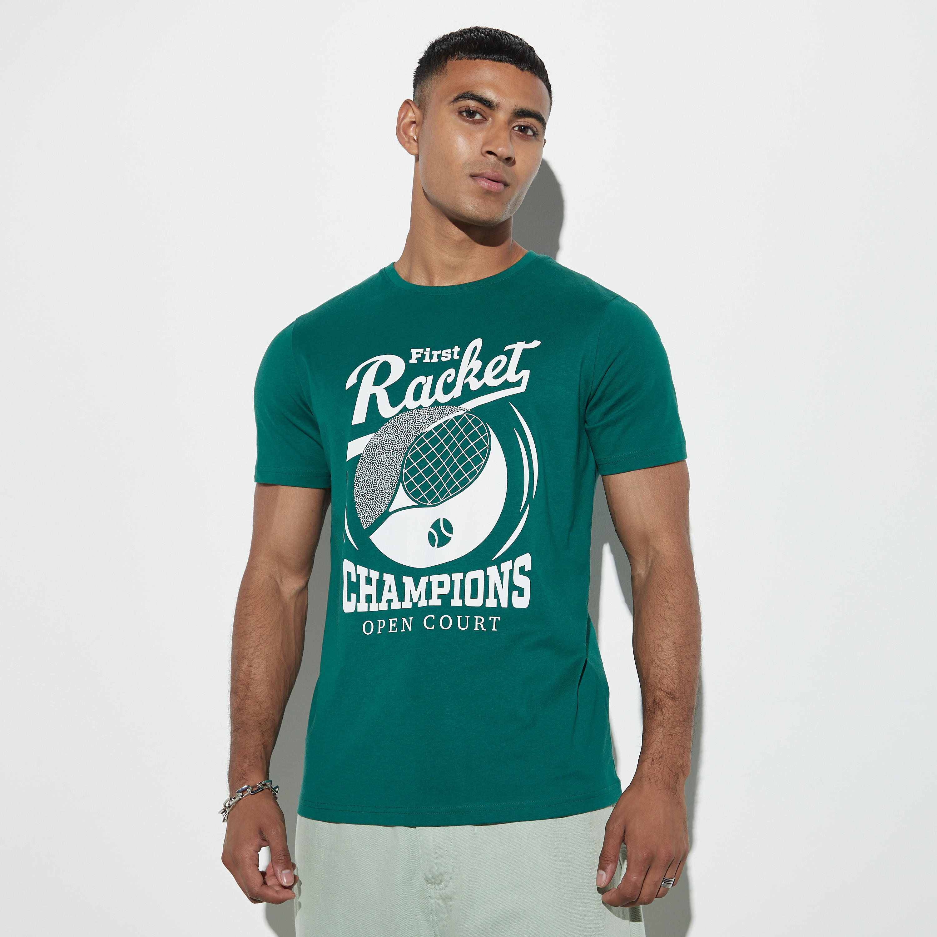 Graphic Print T-shirt with Crew Neck and Short Sleeves-men-clothing-tshirtsandpolos-tshirts-image-1