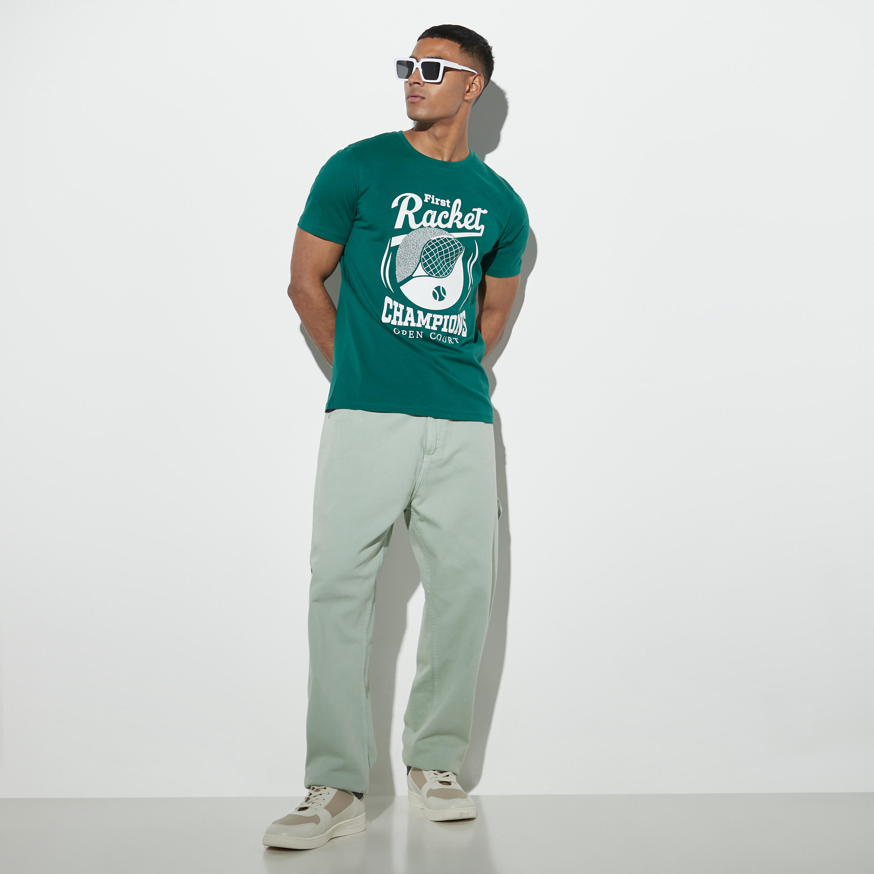 Graphic Print T-shirt with Crew Neck and Short Sleeves-men-clothing-tshirtsandpolos-tshirts-image-2
