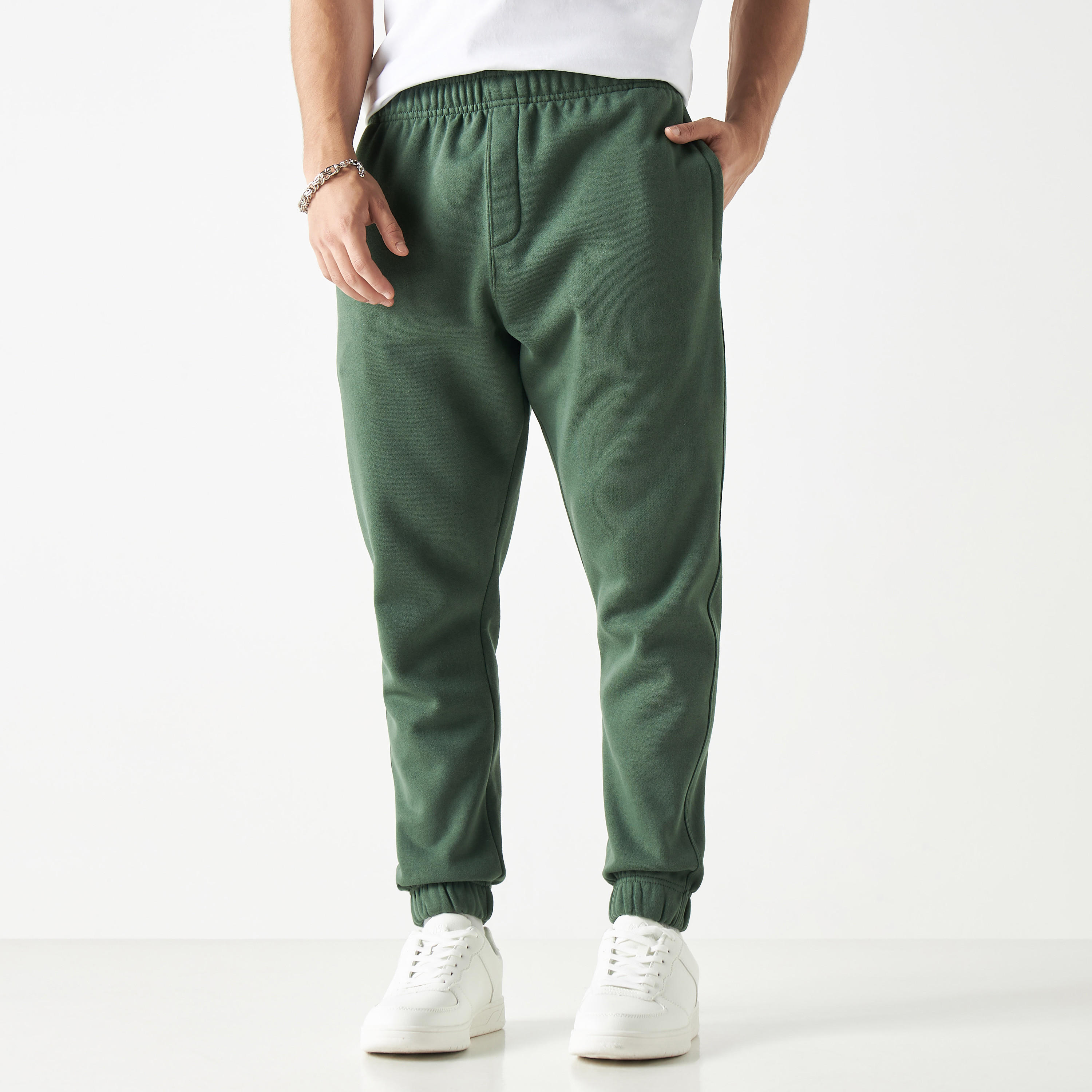Relaxed Fit Solid Joggers with Elasticised Waistband and Pockets-men-clothing-bottoms-joggers-image-1