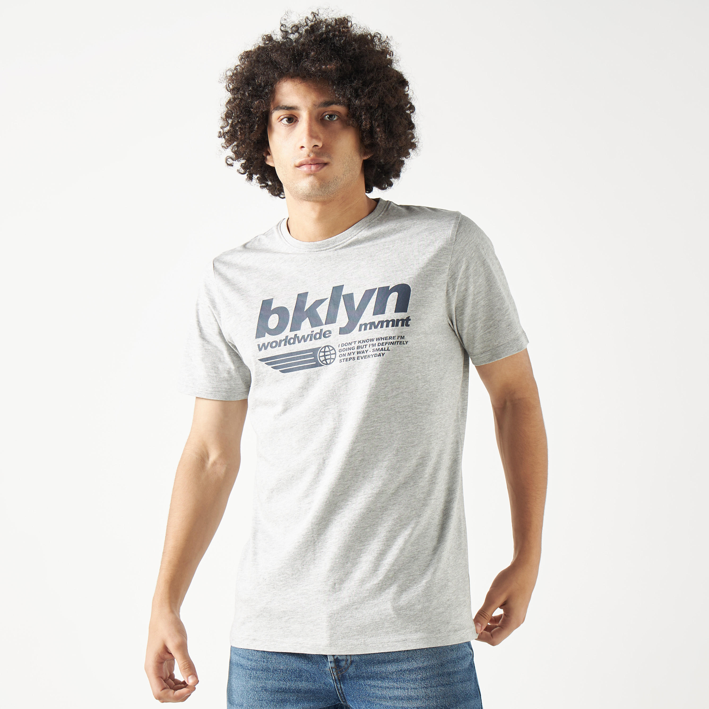 Typography Print Crew Neck T-shirt with Short Sleeves-men-clothing-tshirtsandpolos-tshirts-image-1