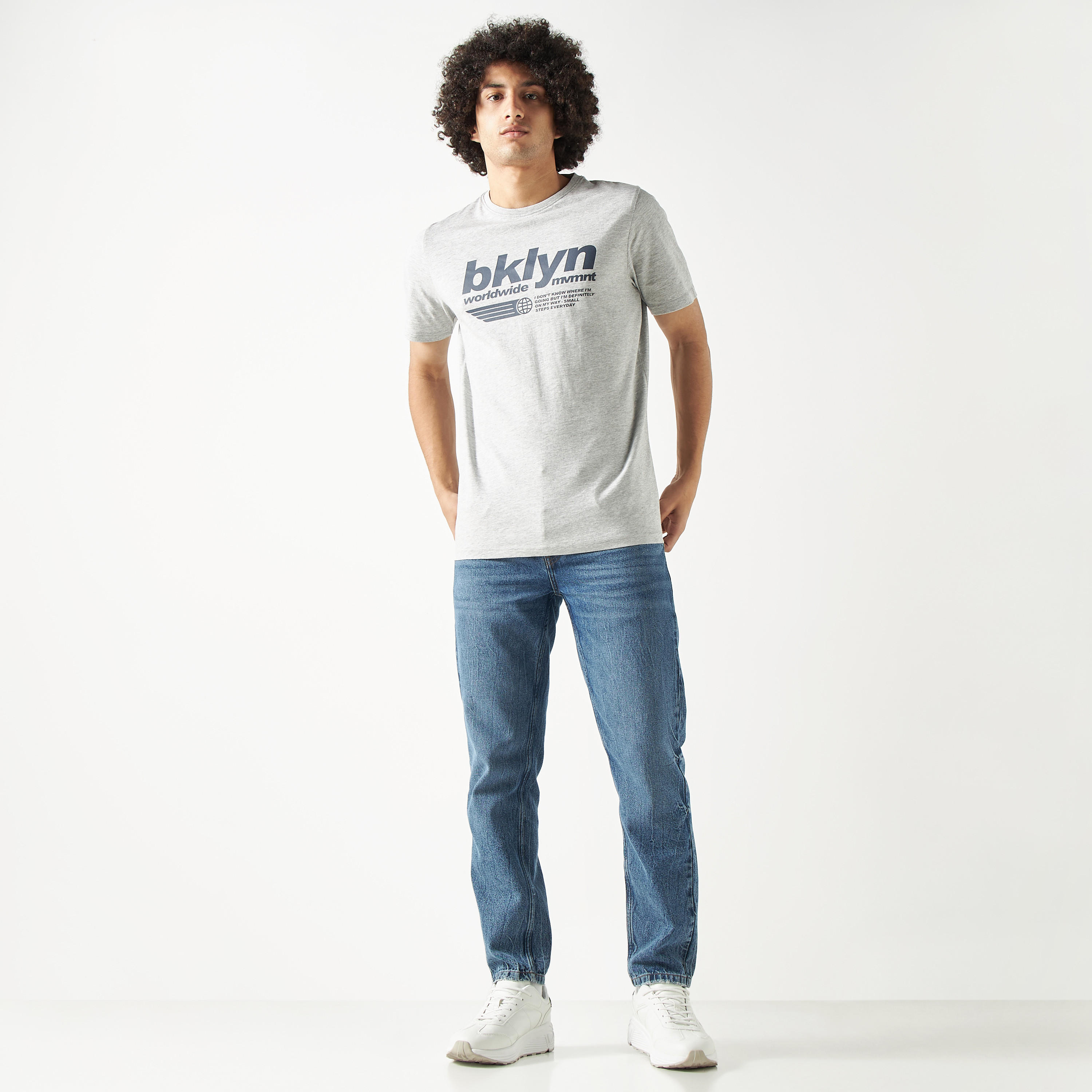 Typography Print Crew Neck T-shirt with Short Sleeves-men-clothing-tshirtsandpolos-tshirts-image-2
