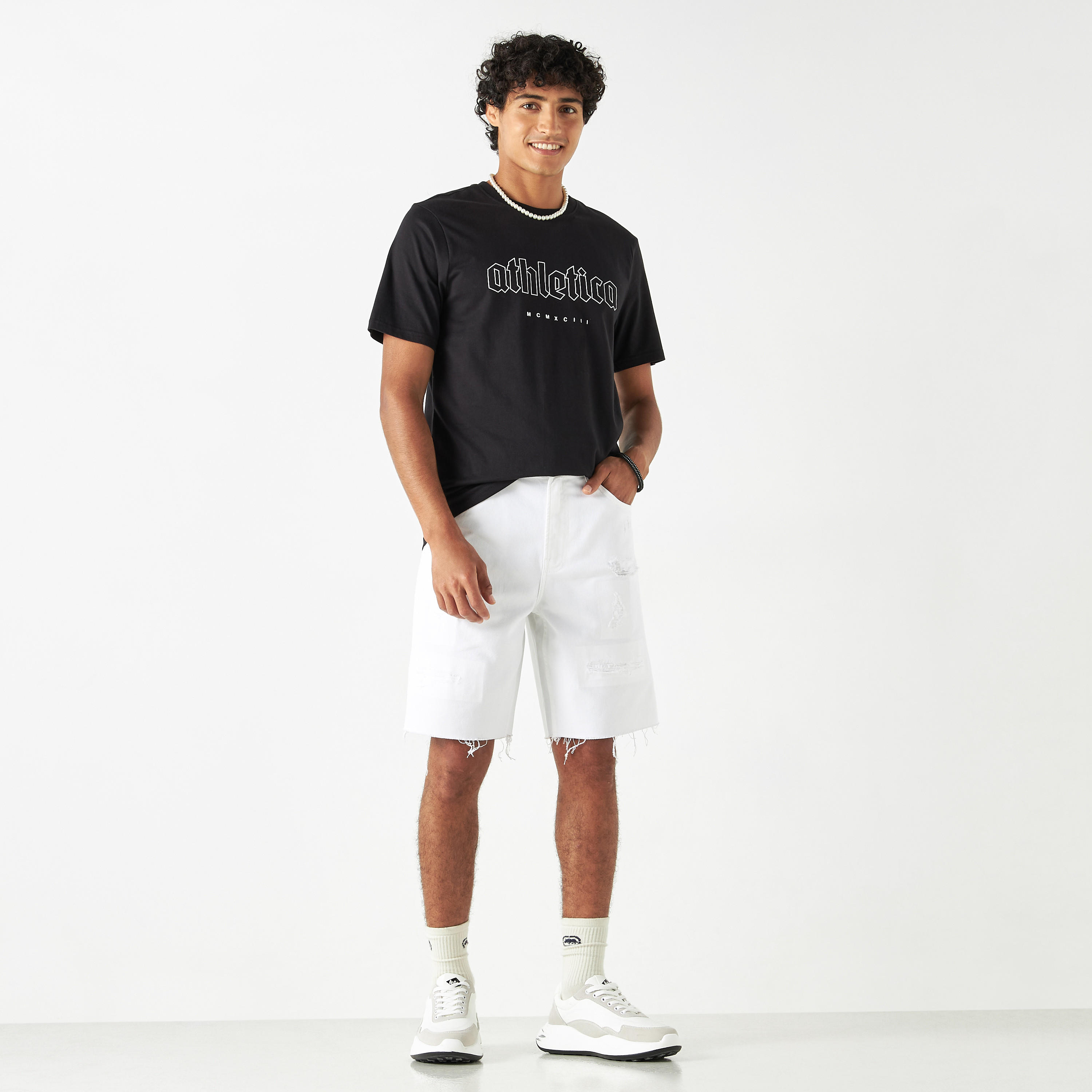 Typographic Print Crew Neck T-shirt with Short Sleeves-men-clothing-tshirtsandpolos-tshirts-image-2