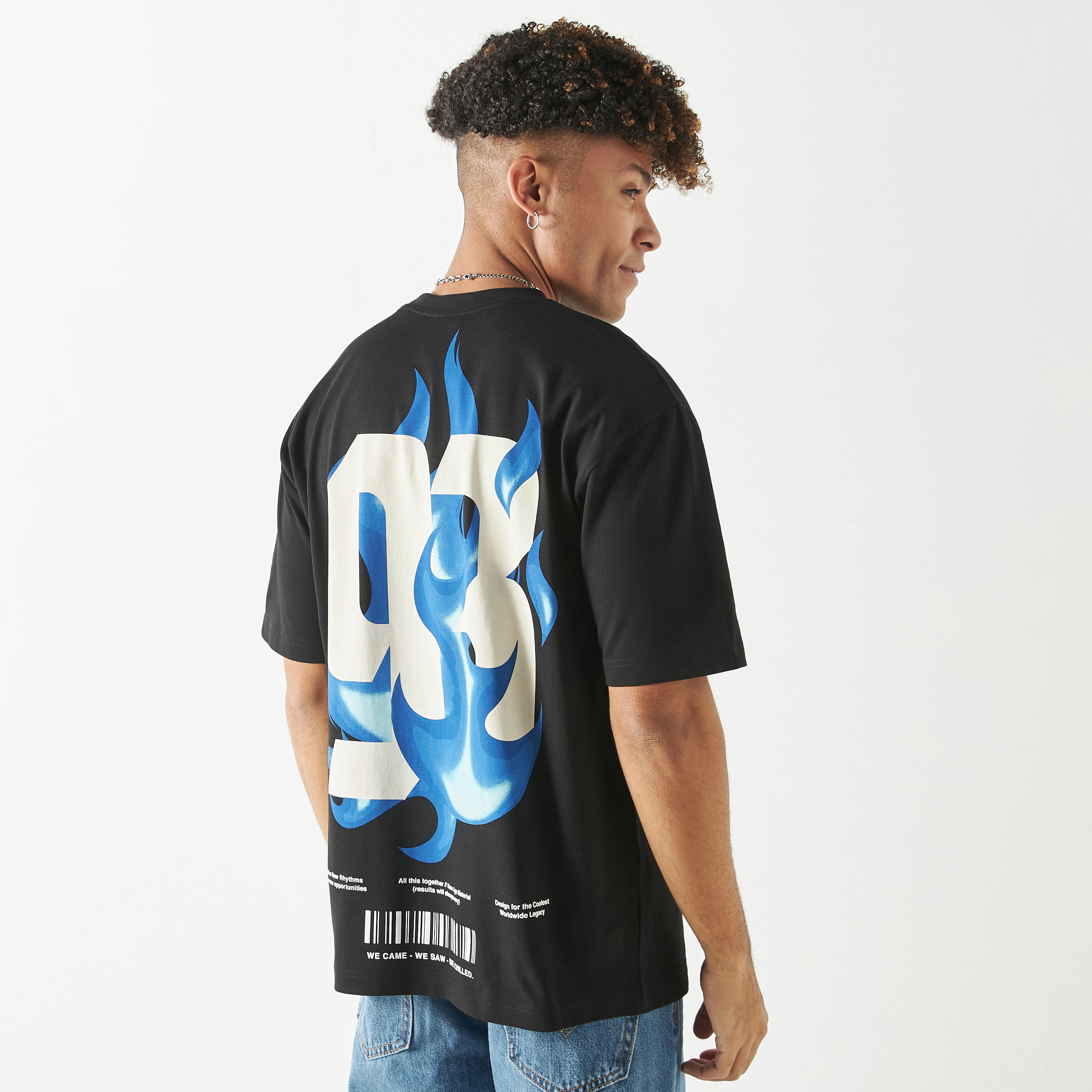 Graphic Print Oversized T-shirt with Short Sleeves and Crew Neck-men-clothing-tshirtsandpolos-tshirts-image-5
