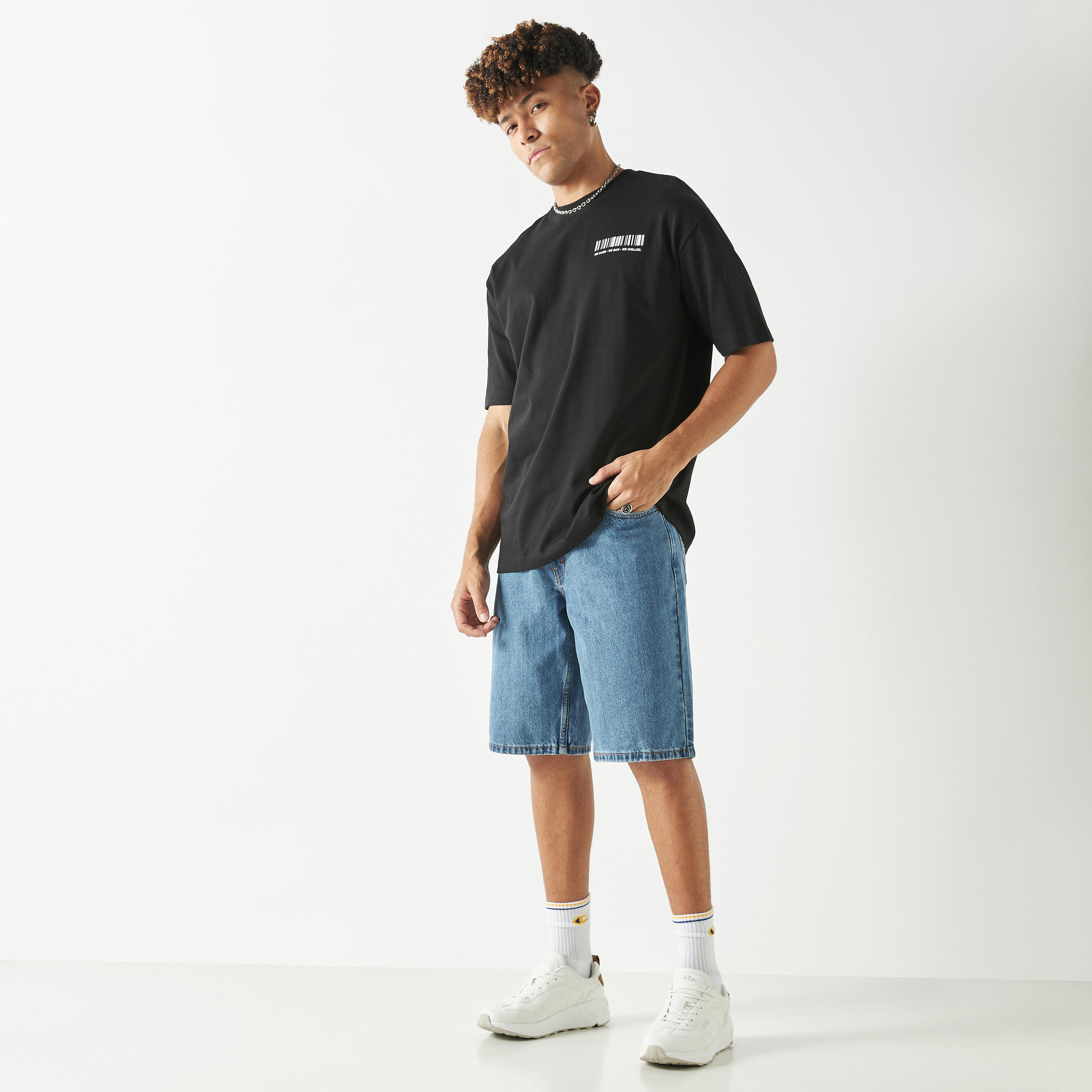 Graphic Print Oversized T-shirt with Short Sleeves and Crew Neck-men-clothing-tshirtsandpolos-tshirts-image-6