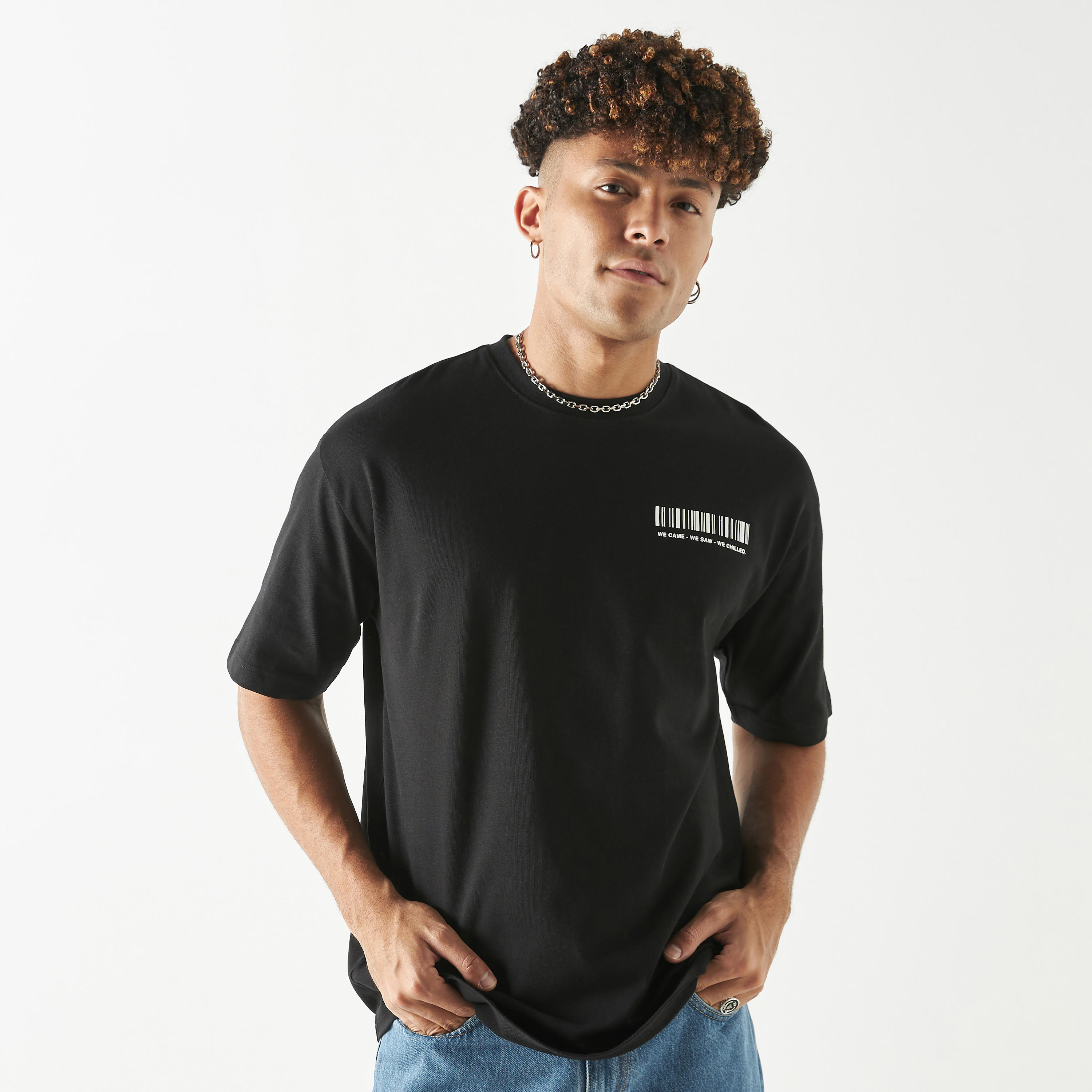 Graphic Print Oversized T-shirt with Short Sleeves and Crew Neck-men-clothing-tshirtsandpolos-tshirts-image-7