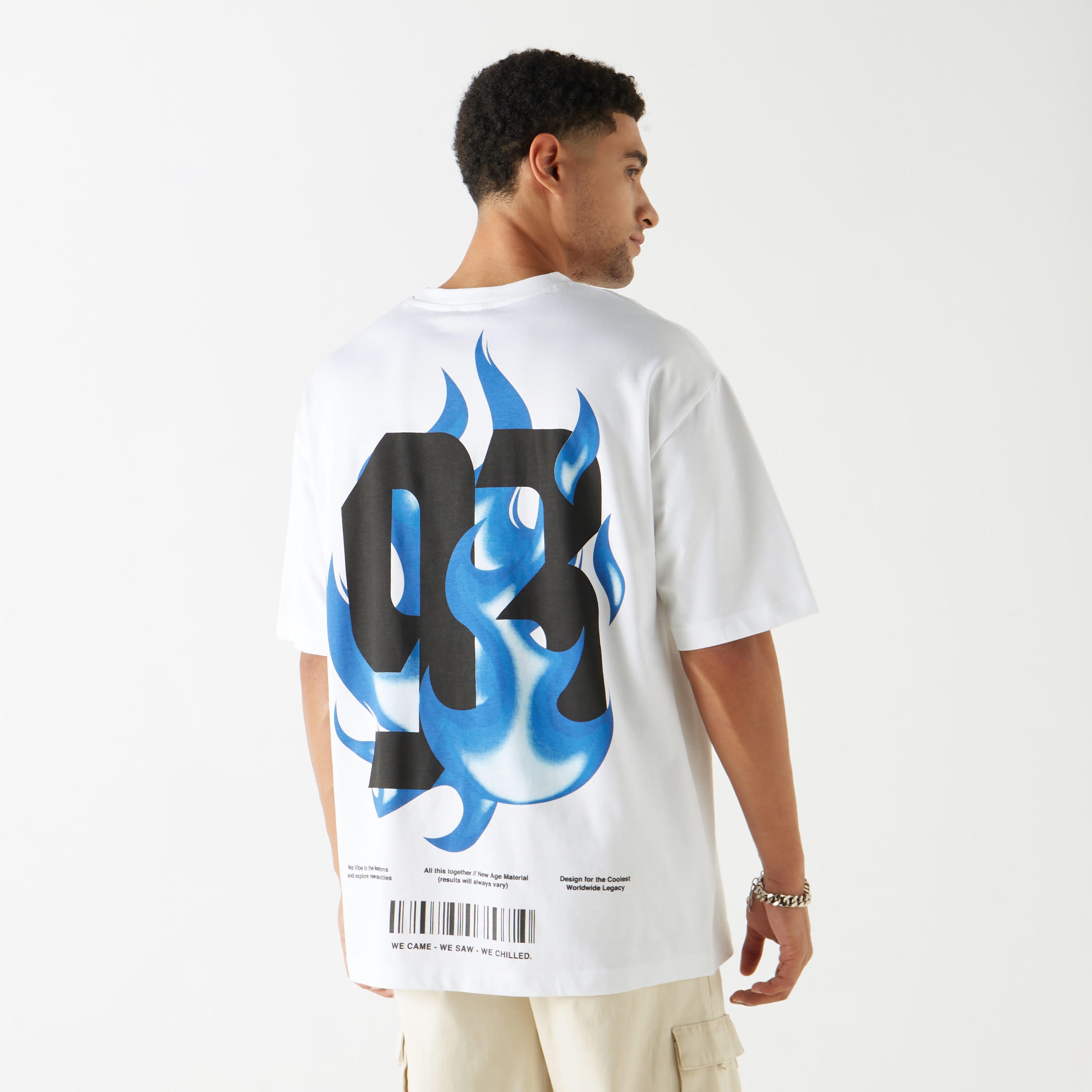 Graphic Print Oversized T-shirt with Short Sleeves and Crew Neck-men-clothing-tshirtsandpolos-tshirts-image-1