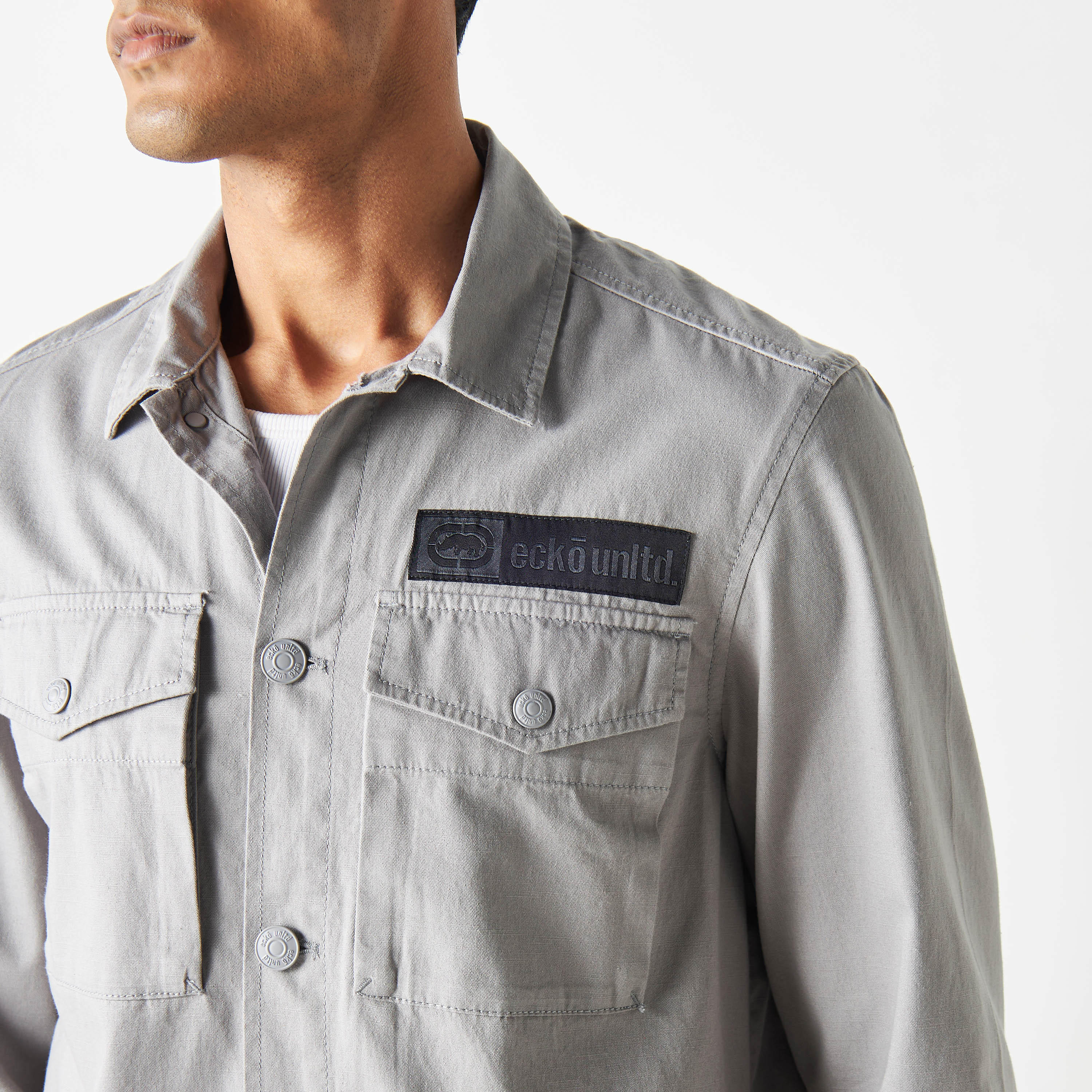 Ecko Unltd Solid Utility Shirt with Pockets-men-clothing-shirts-image-4