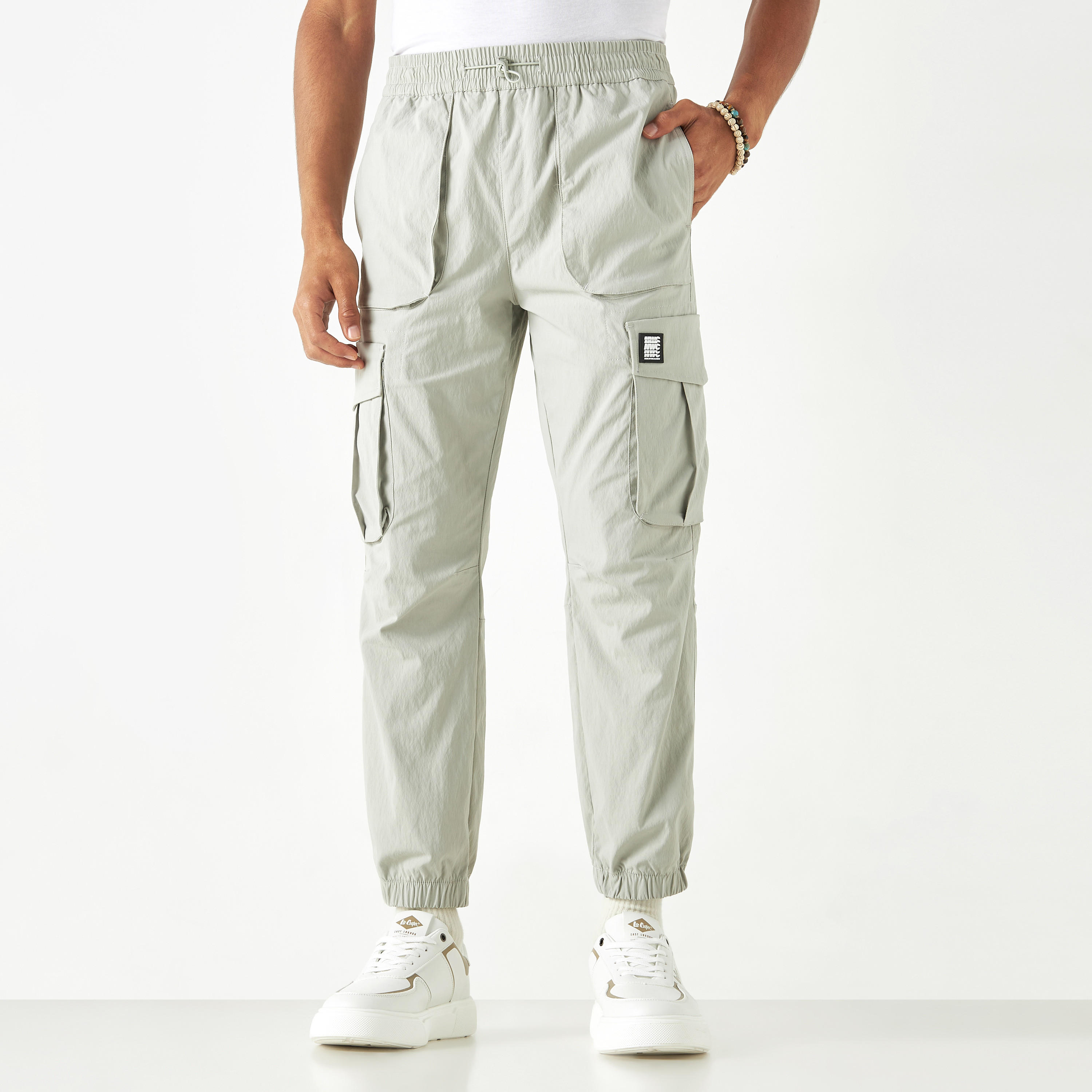 Solid Cargo Pants with Drawstring Closure and Pockets-men-clothing-bottoms-joggers-image-1