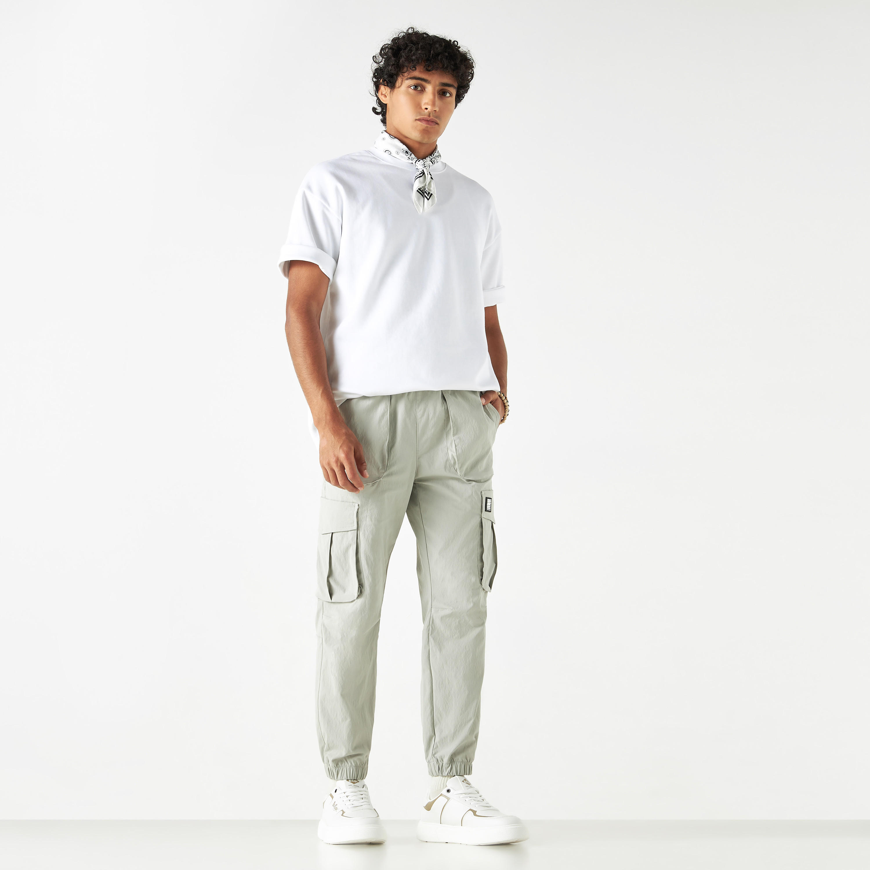 Solid Cargo Pants with Drawstring Closure and Pockets-men-clothing-bottoms-joggers-image-2