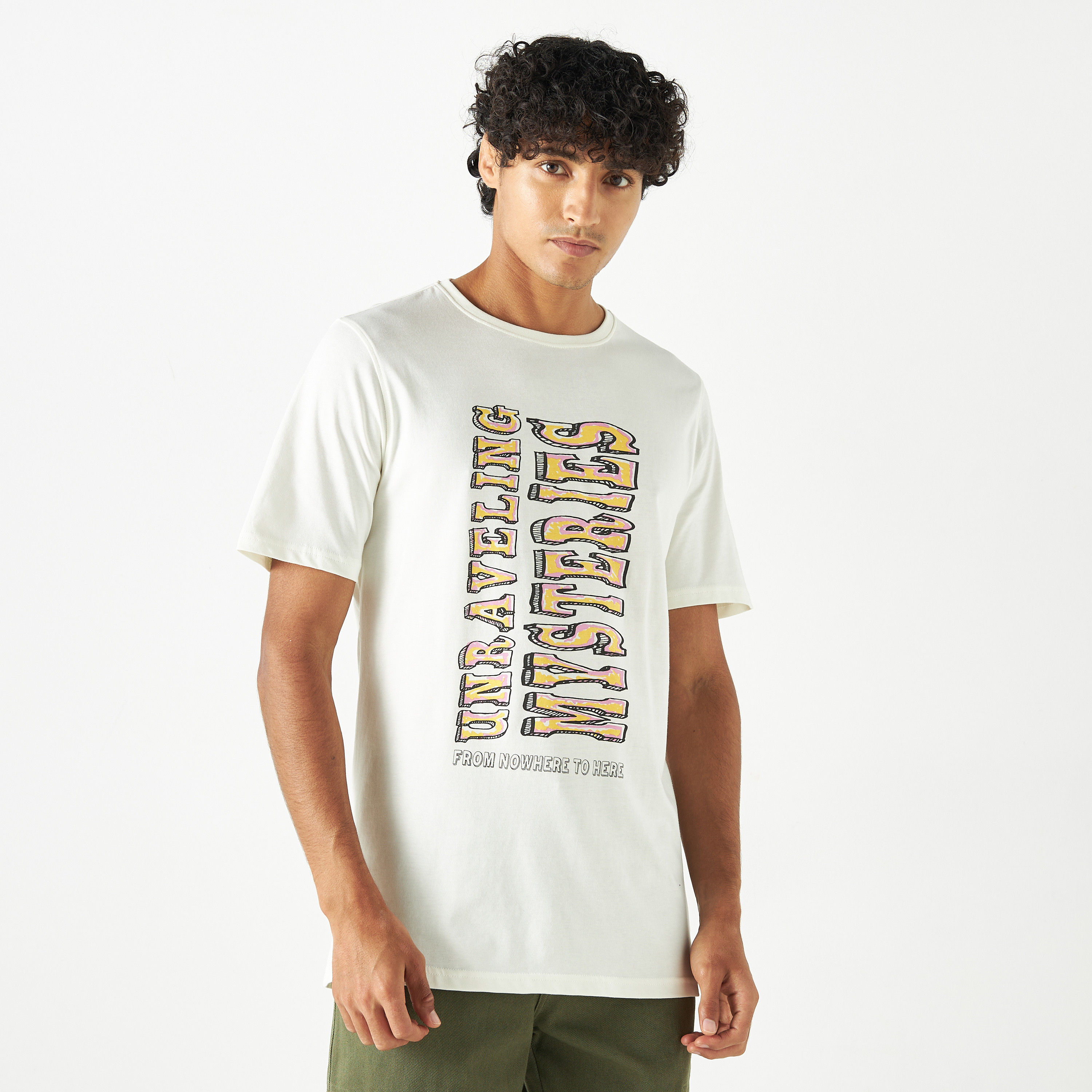 Typography Print Crew Neck T-shirt with Short Sleeves-men-clothing-tshirtsandpolos-tshirts-image-1