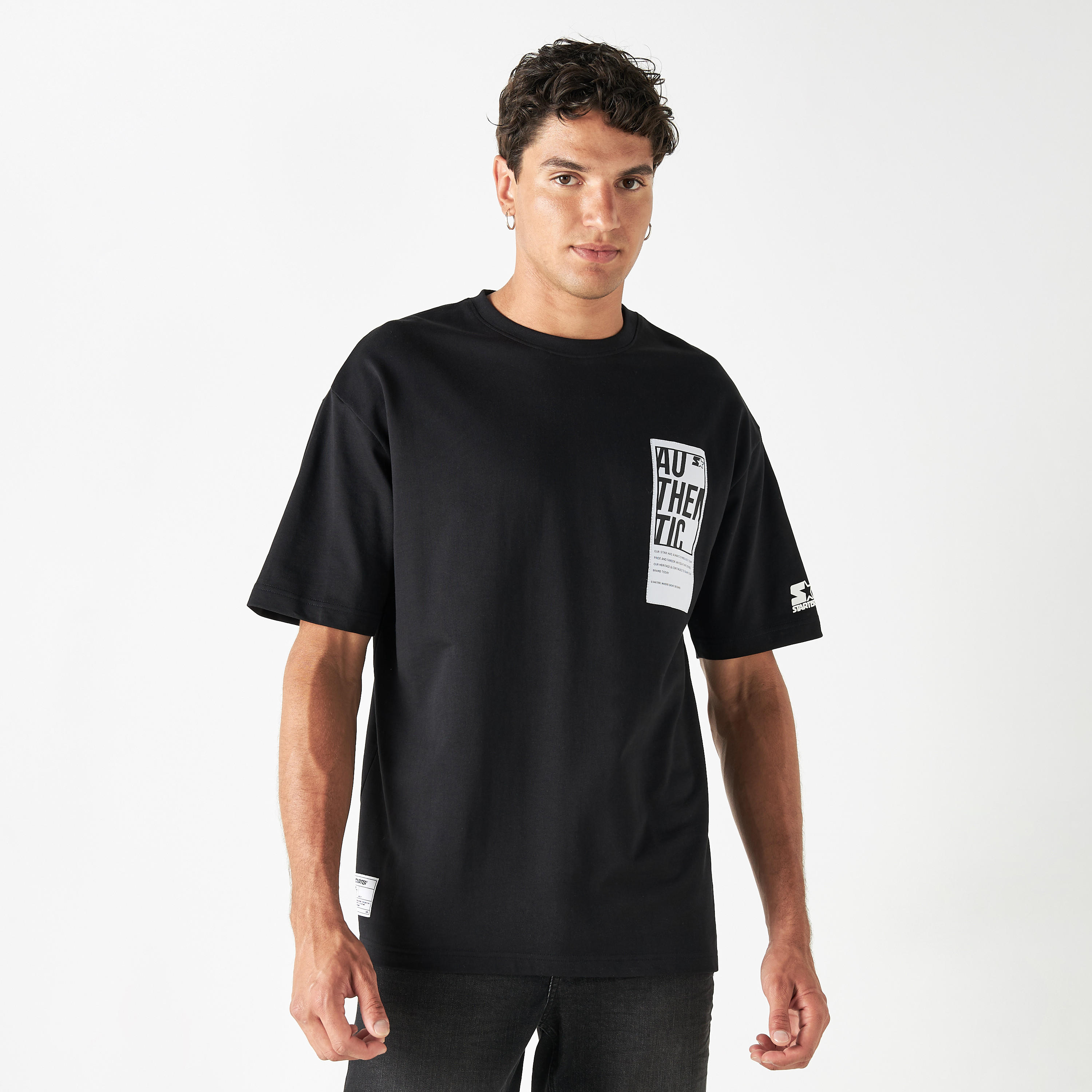 Starter Placement Print T-shirt with Crew Neck and Short Sleeves-men-clothing-tshirtsandpolos-tshirts-image-1