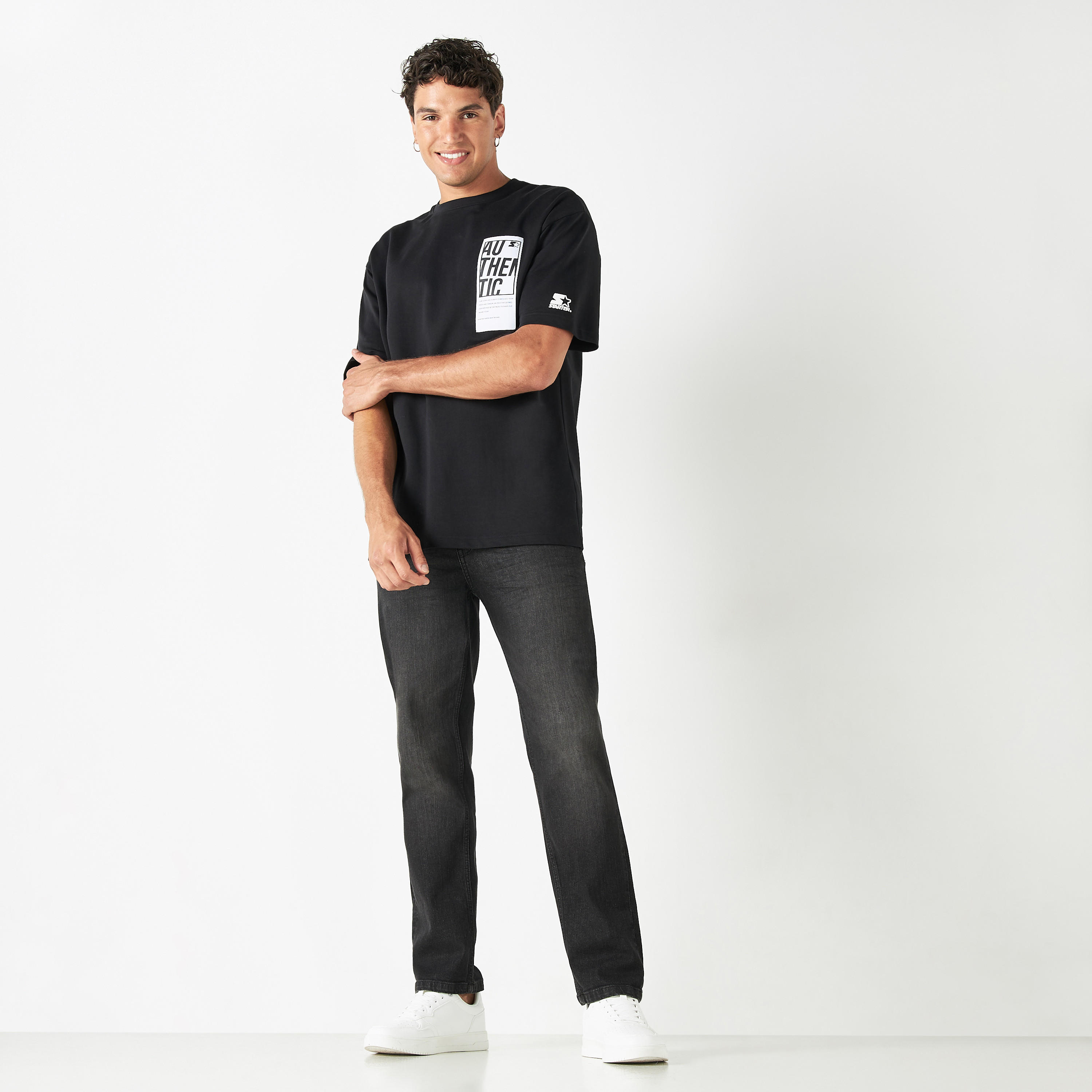 Starter Placement Print T-shirt with Crew Neck and Short Sleeves-men-clothing-tshirtsandpolos-tshirts-image-2