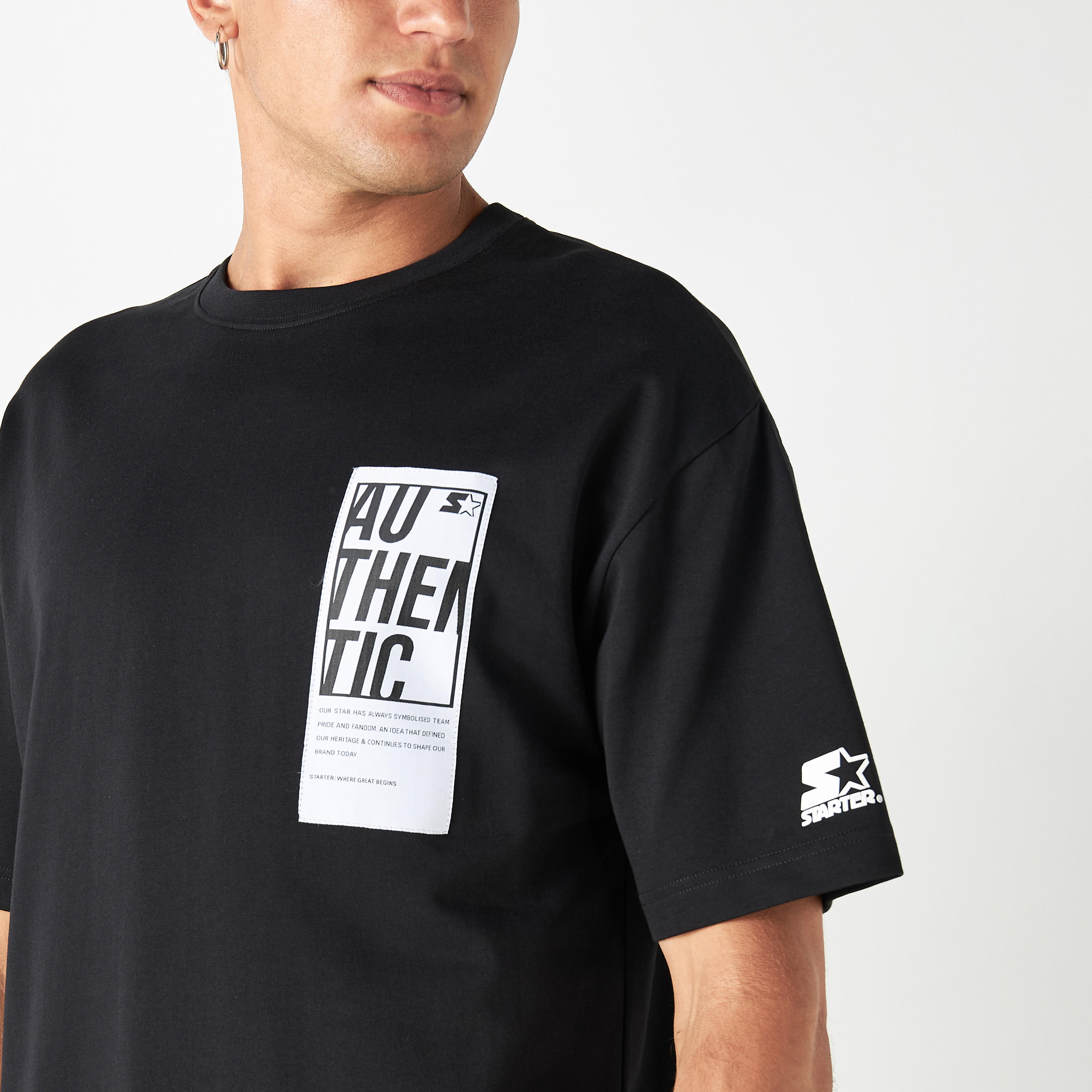 Starter Placement Print T-shirt with Crew Neck and Short Sleeves-men-clothing-tshirtsandpolos-tshirts-image-4