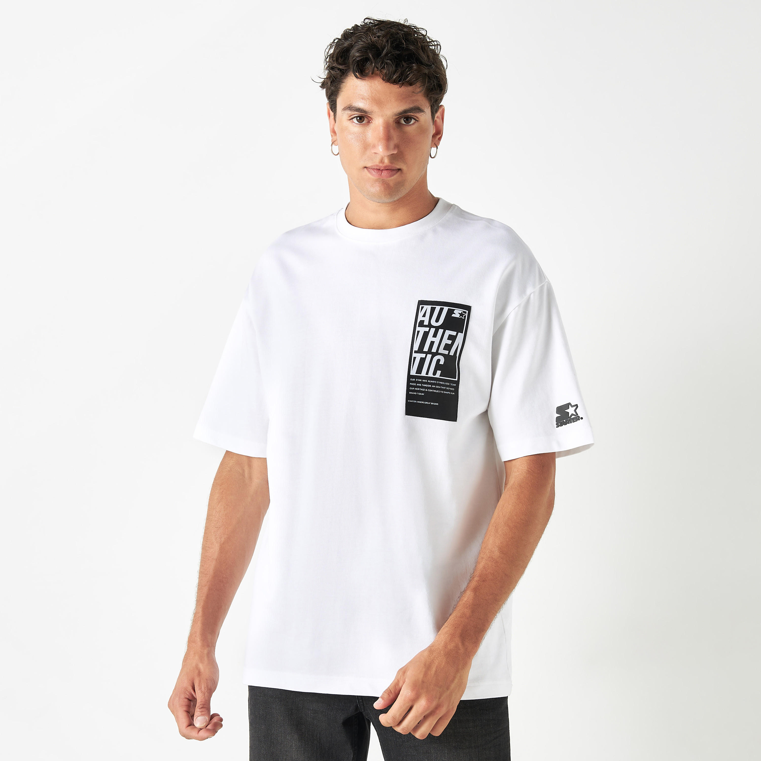 Starter Placement Print T-shirt with Crew Neck and Short Sleeves-men-clothing-tshirtsandpolos-tshirts-image-6