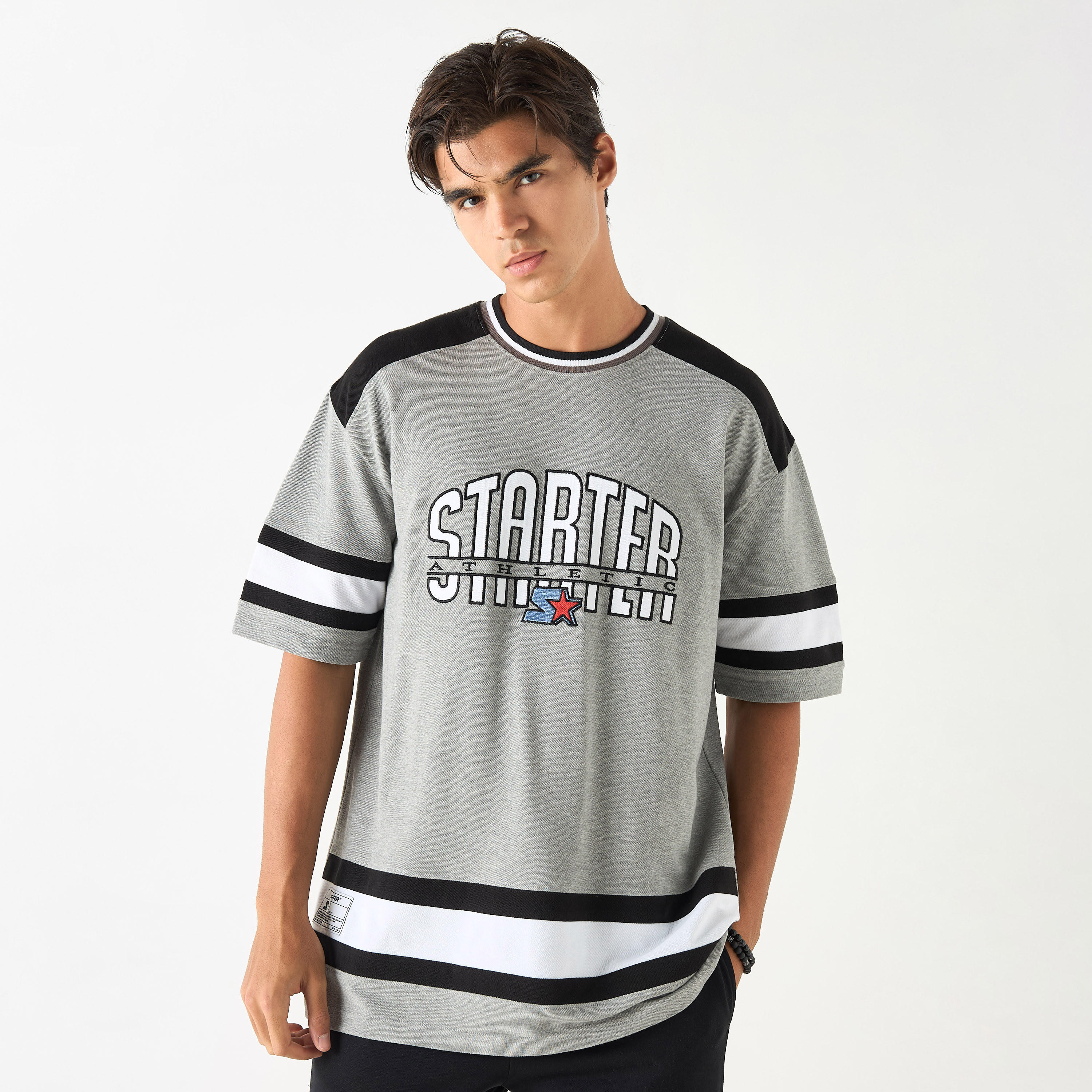 Starter Typographic Print T-shirt with Crew Neck and Short Sleeves-men-clothing-tshirtsandpolos-tshirts-image-1