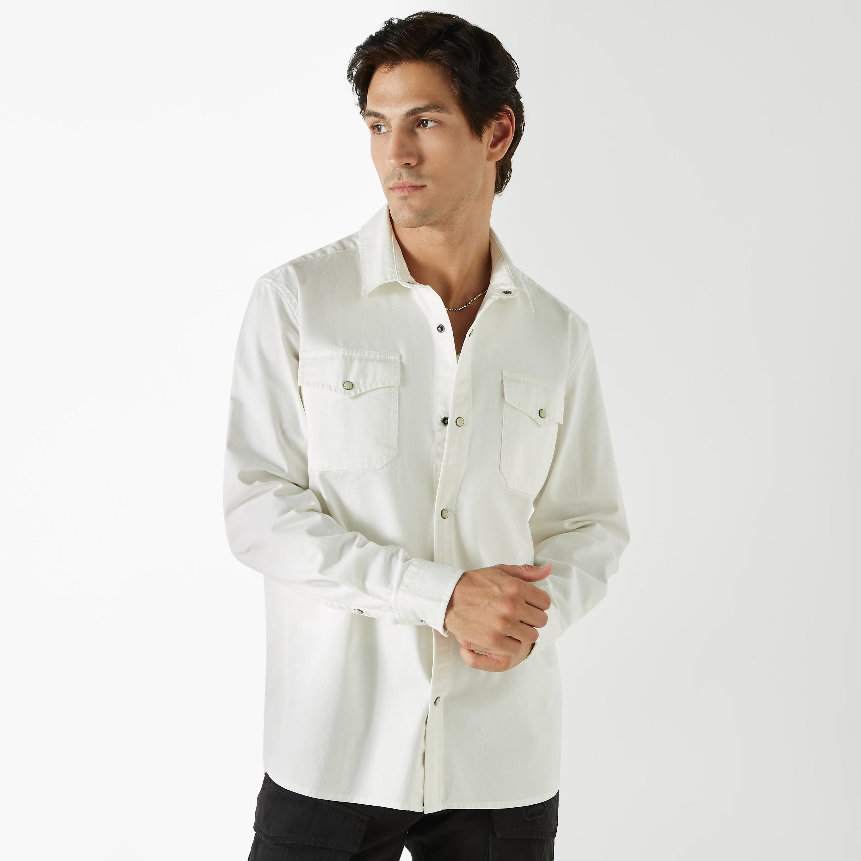 Ecko Solid Shirt with Long Sleeves and Pockets-men-clothing-shirts-image-1