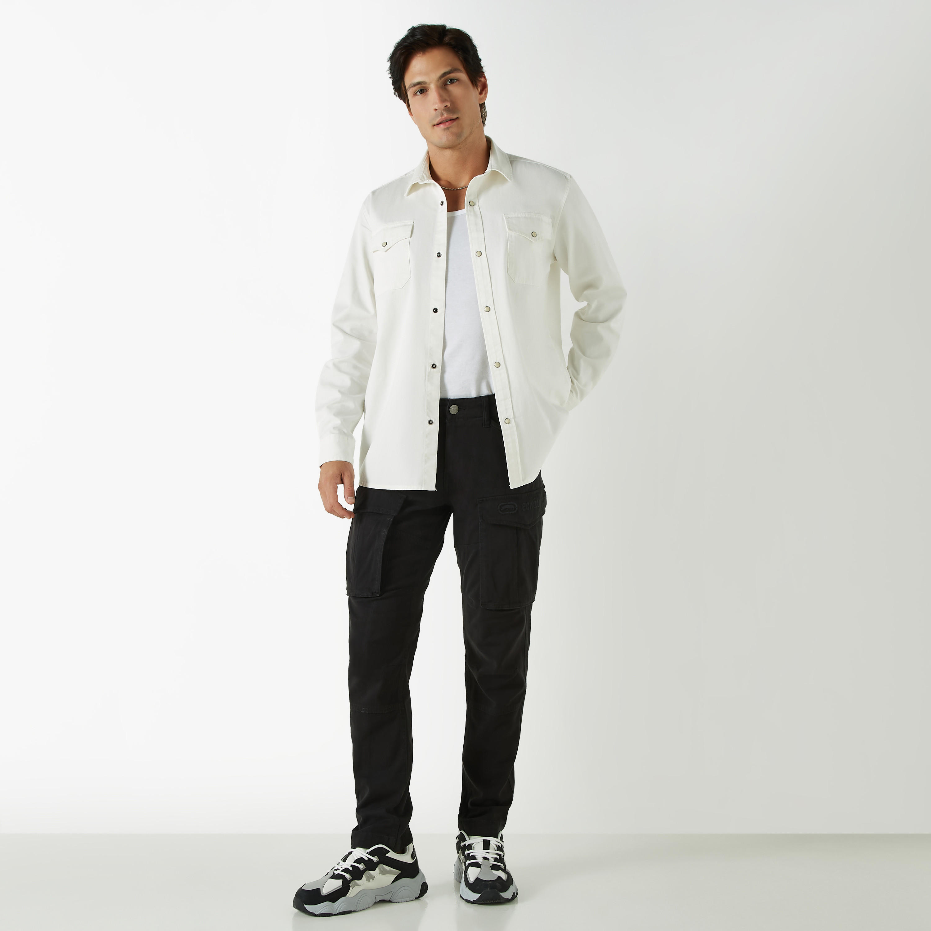 Ecko Solid Shirt with Long Sleeves and Pockets-men-clothing-shirts-image-2