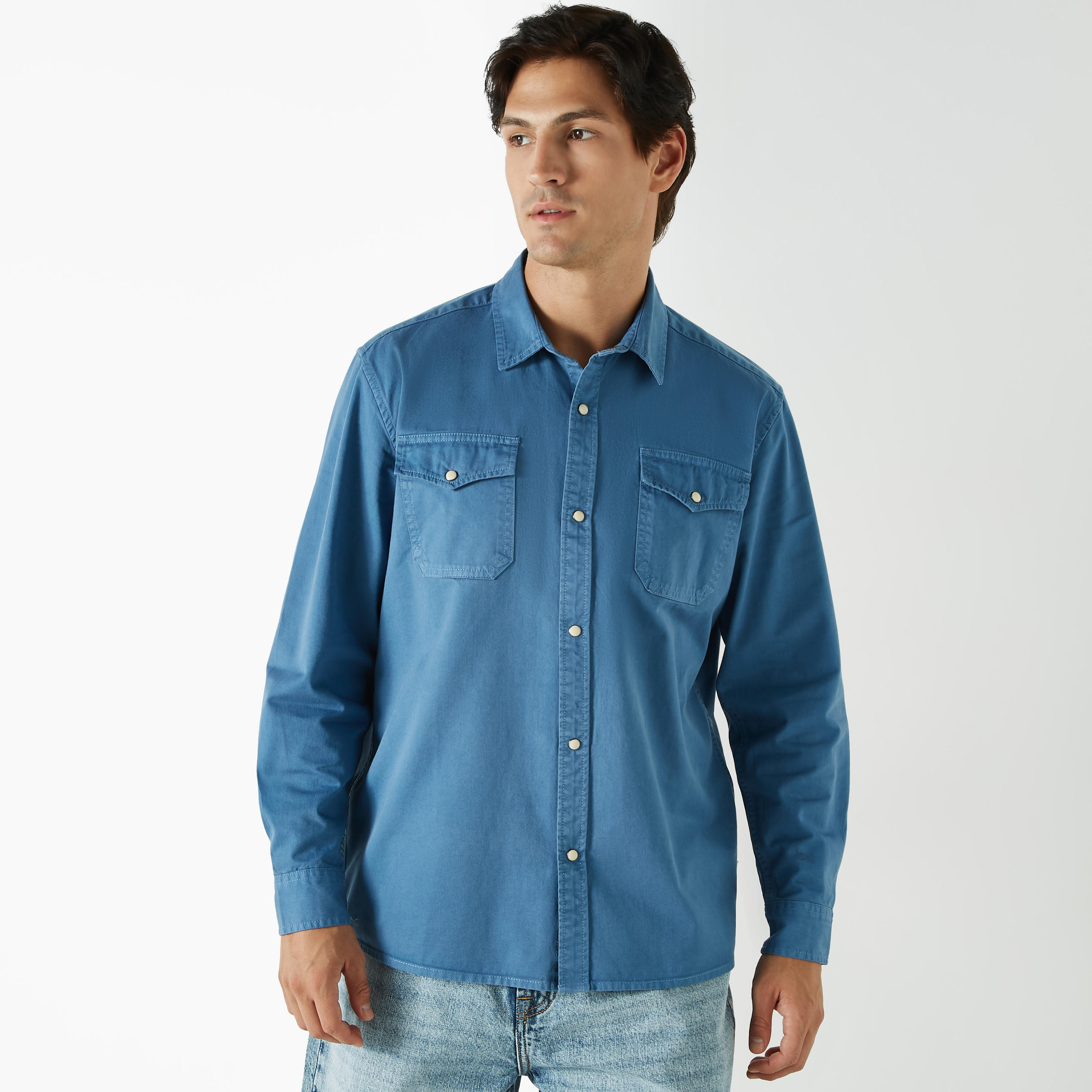 Ecko Solid Shirt with Long Sleeves and Pockets-men-clothing-shirts-image-9