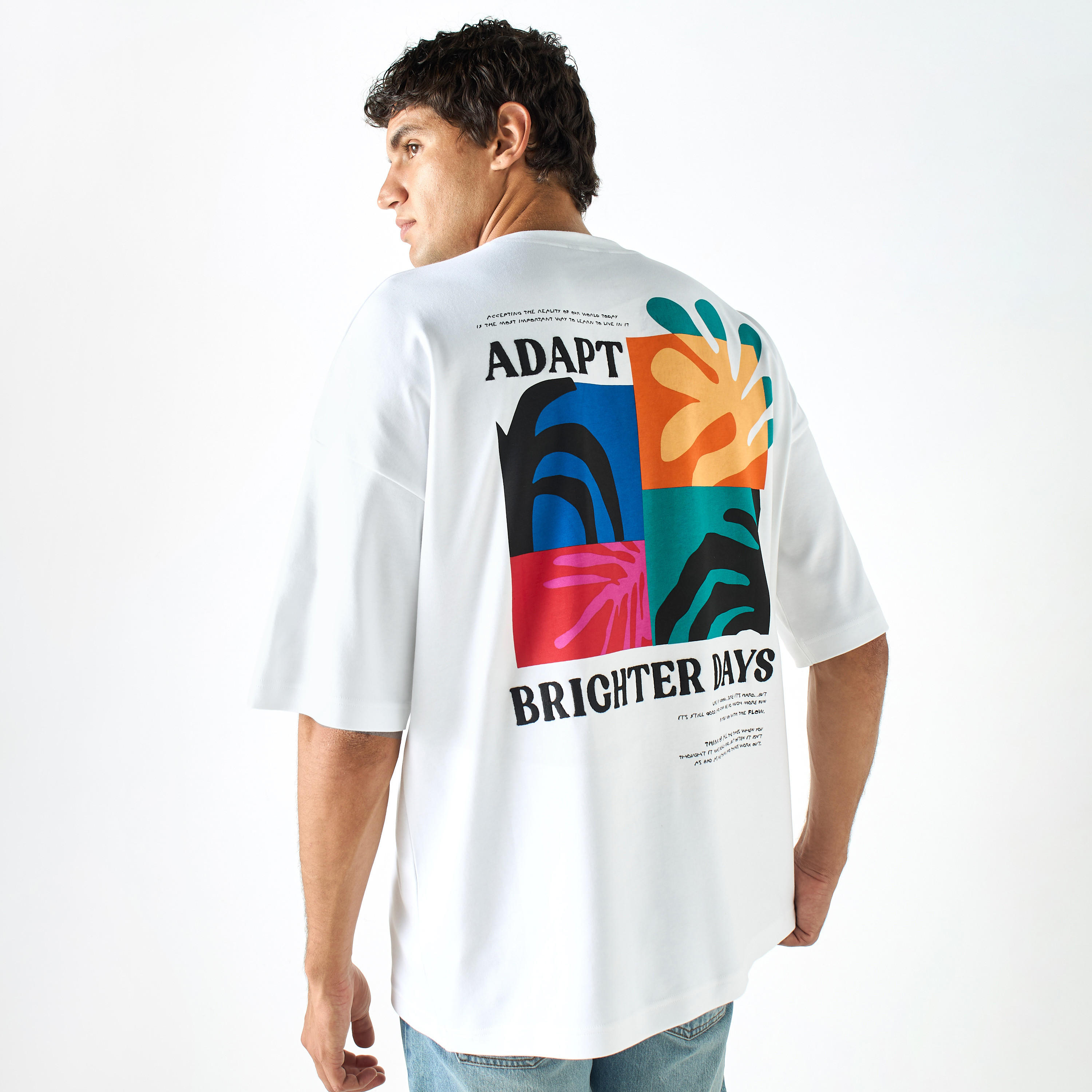 Tropical Print Crew Neck T-shirt with Dropped Sleeves-men-clothing-tshirtsandpolos-tshirts-image-1
