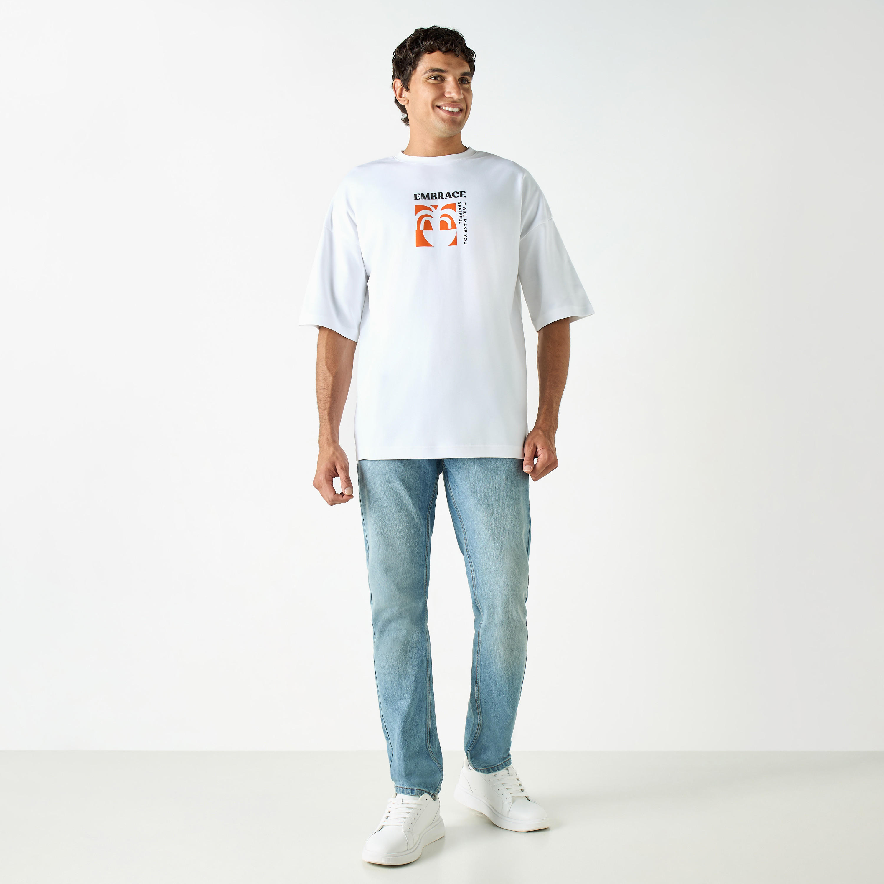 Tropical Print Crew Neck T-shirt with Dropped Sleeves-men-clothing-tshirtsandpolos-tshirts-image-2