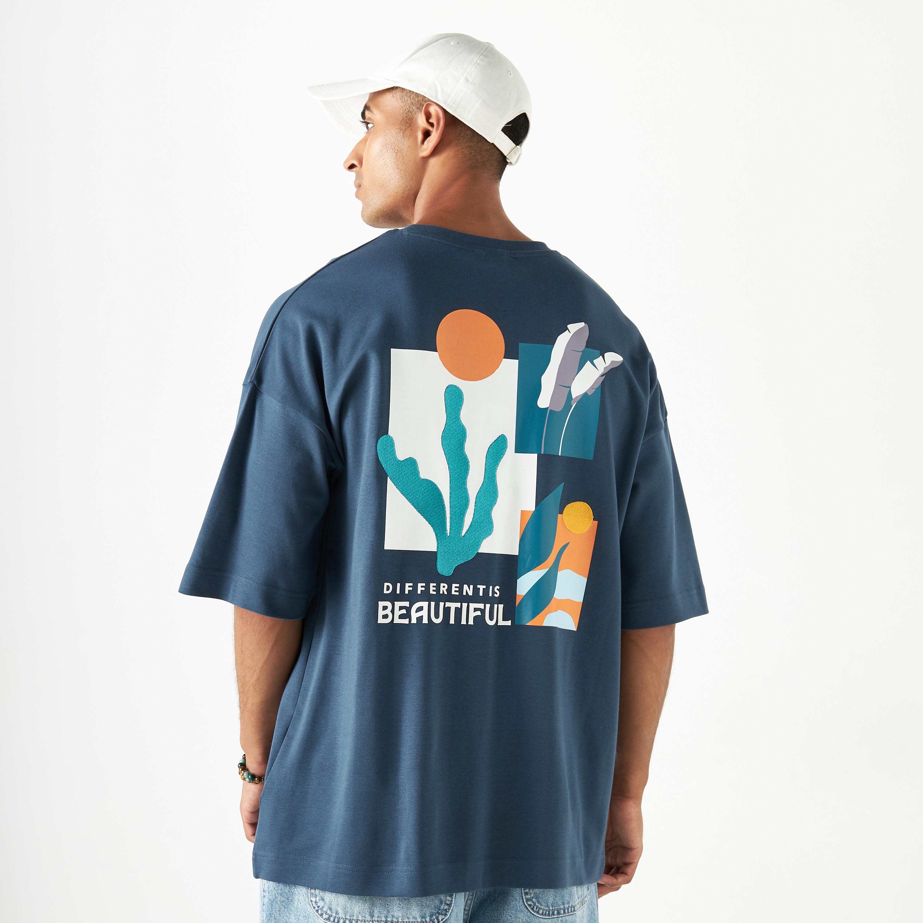 Tropical Print Crew Neck T-shirt with Dropped Sleeves-men-clothing-tshirtsandpolos-tshirts-image-5