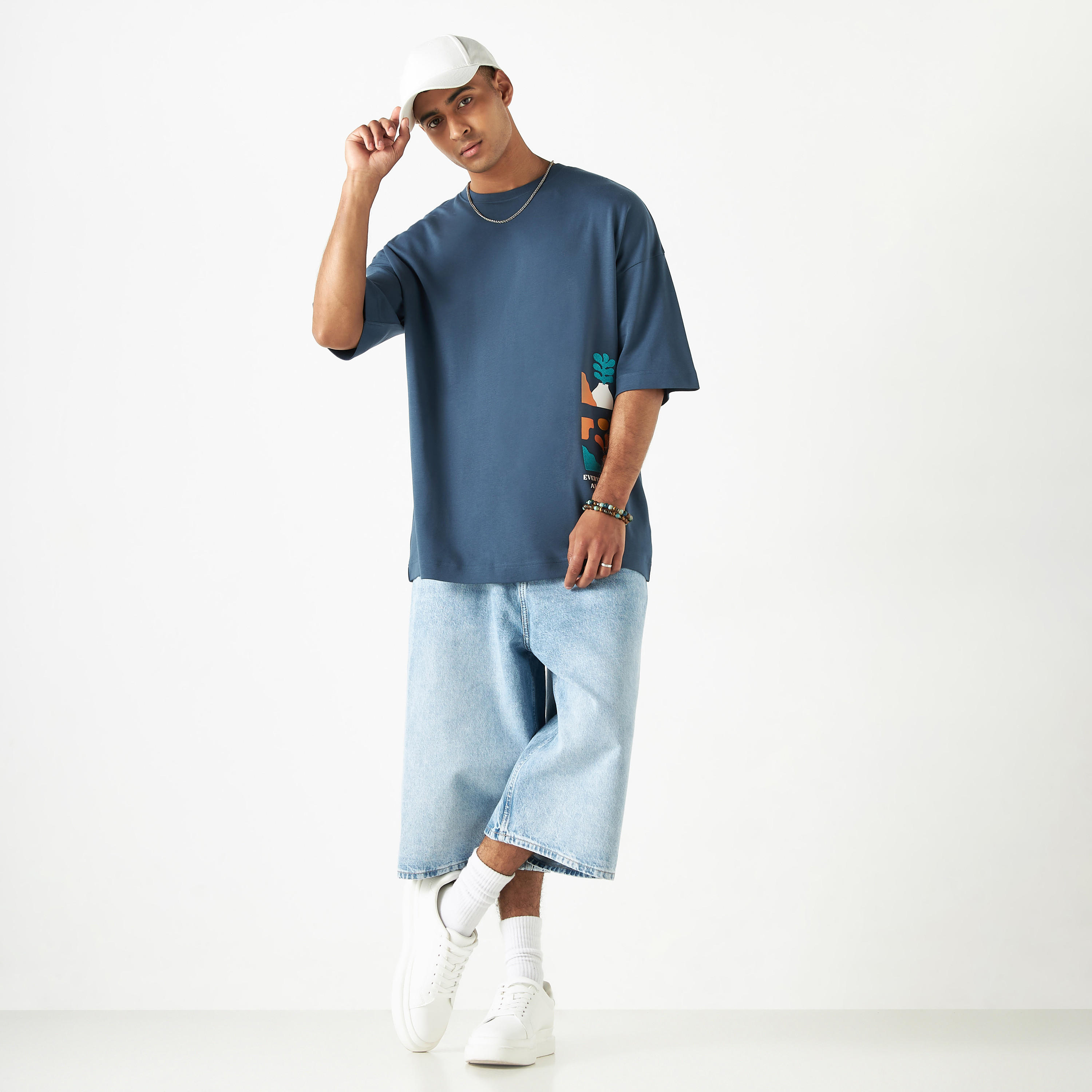 Tropical Print Crew Neck T-shirt with Dropped Sleeves-men-clothing-tshirtsandpolos-tshirts-image-6