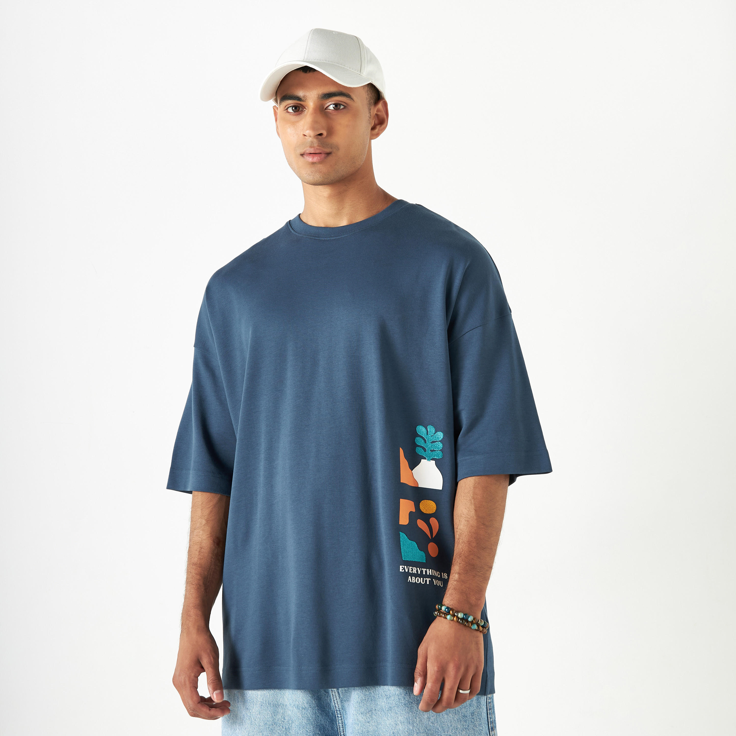Tropical Print Crew Neck T-shirt with Dropped Sleeves-men-clothing-tshirtsandpolos-tshirts-image-7