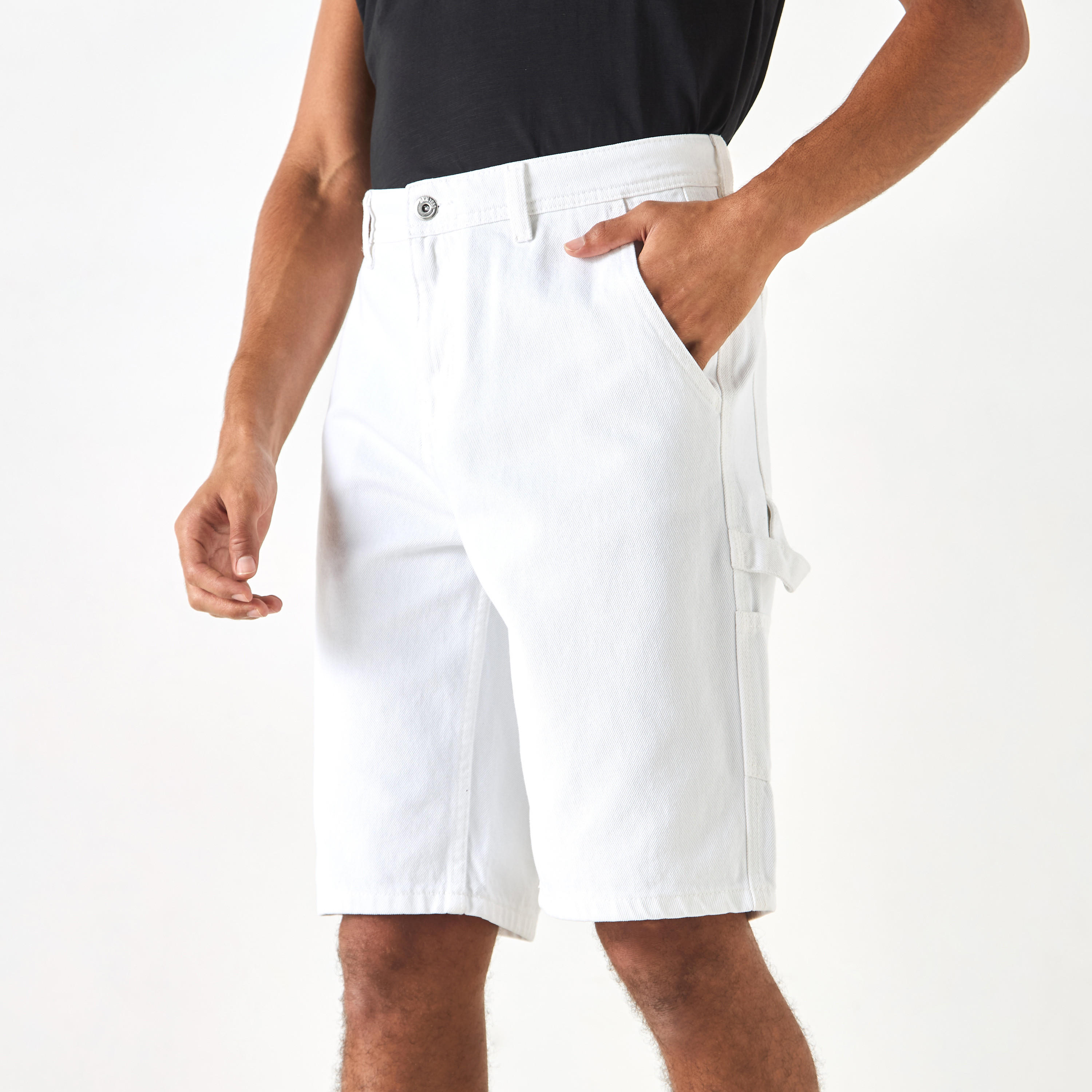 Regular Fit Denim Shorts with Pockets-men-clothing-bottoms-shorts-image-1