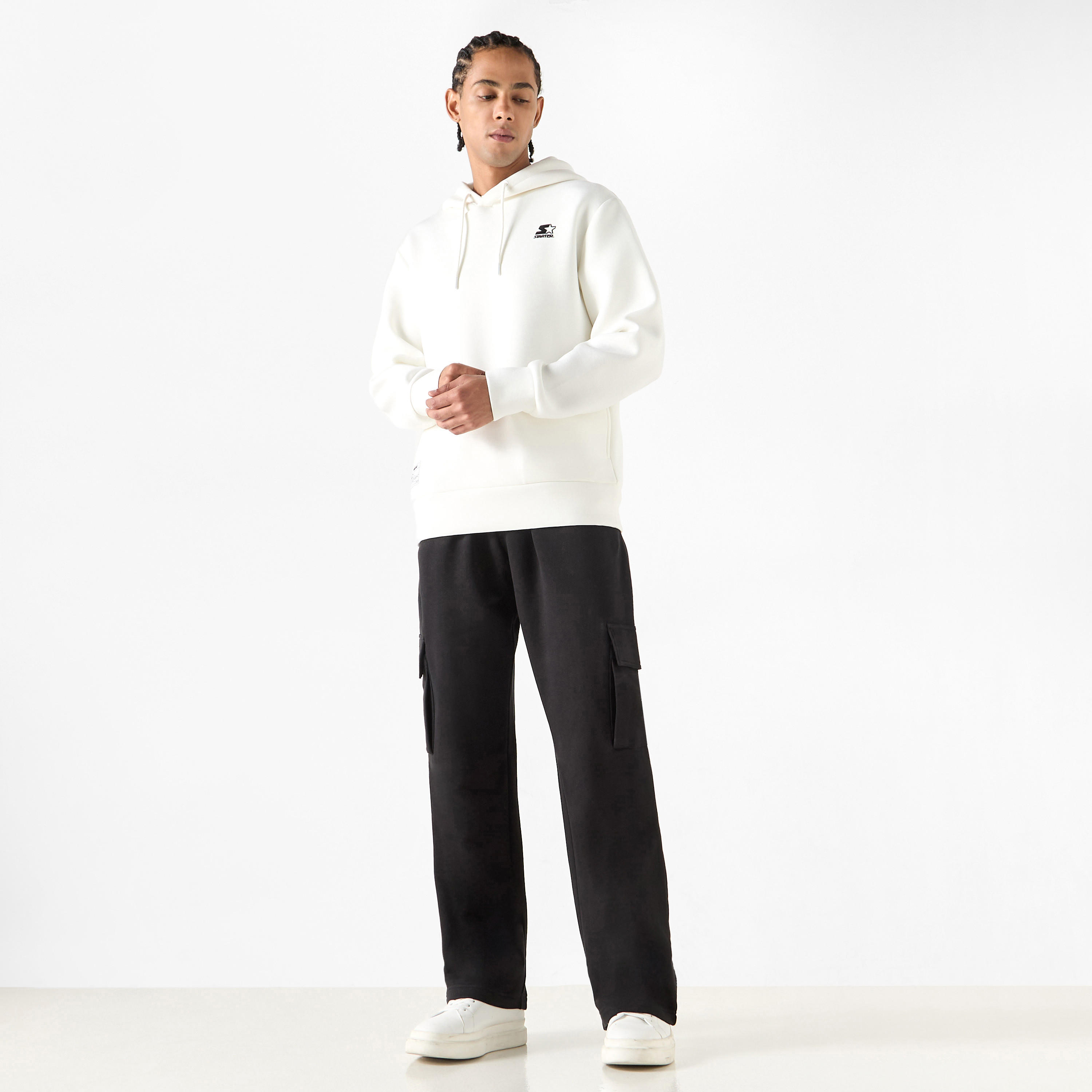 Starter Logo Detail Hooded Sweatshirt with Long Sleeves-men-winterwear-hoodiesandsweatshirts-image-2