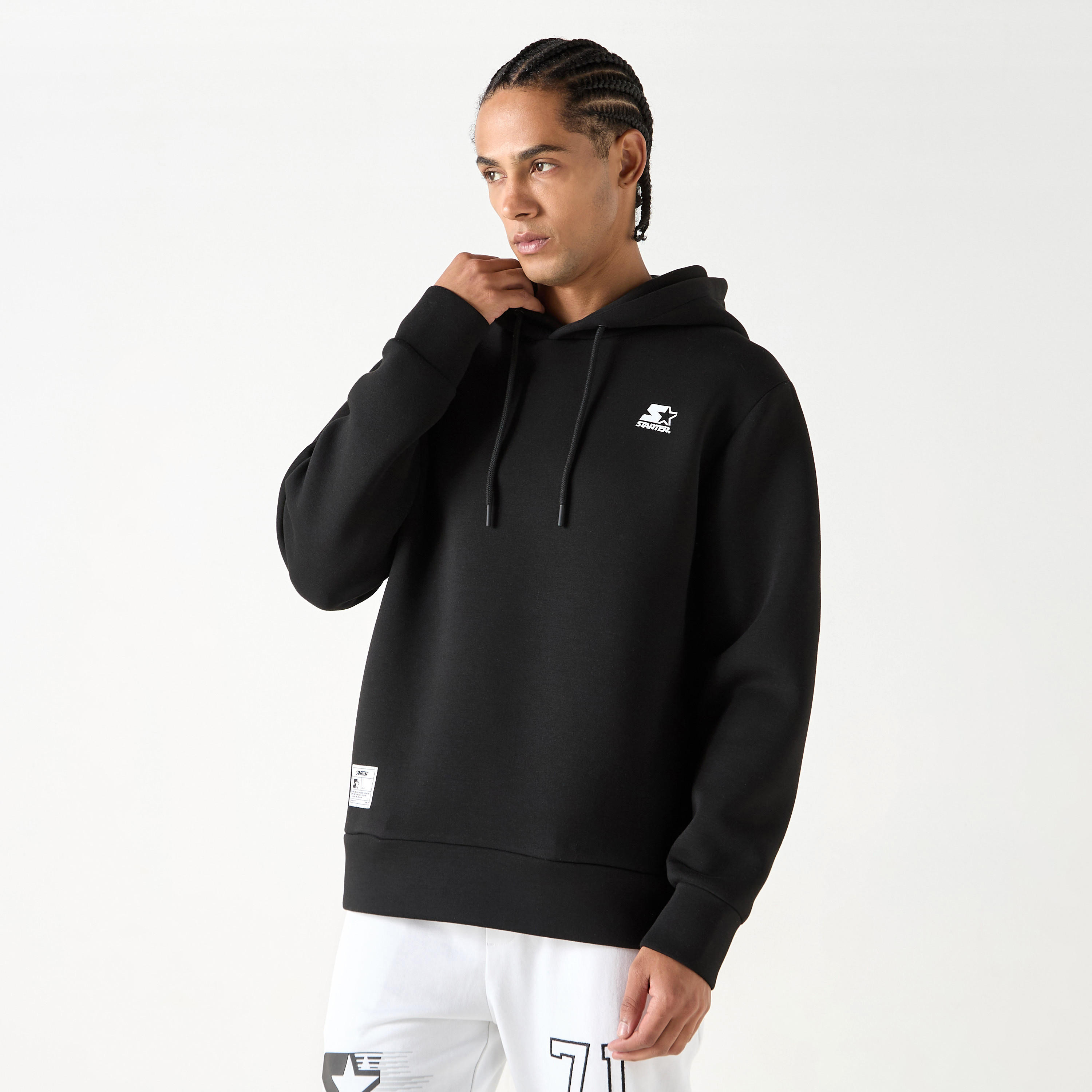 Starter Logo Detail Hooded Sweatshirt with Long Sleeves-men-winterwear-hoodiesandsweatshirts-image-5