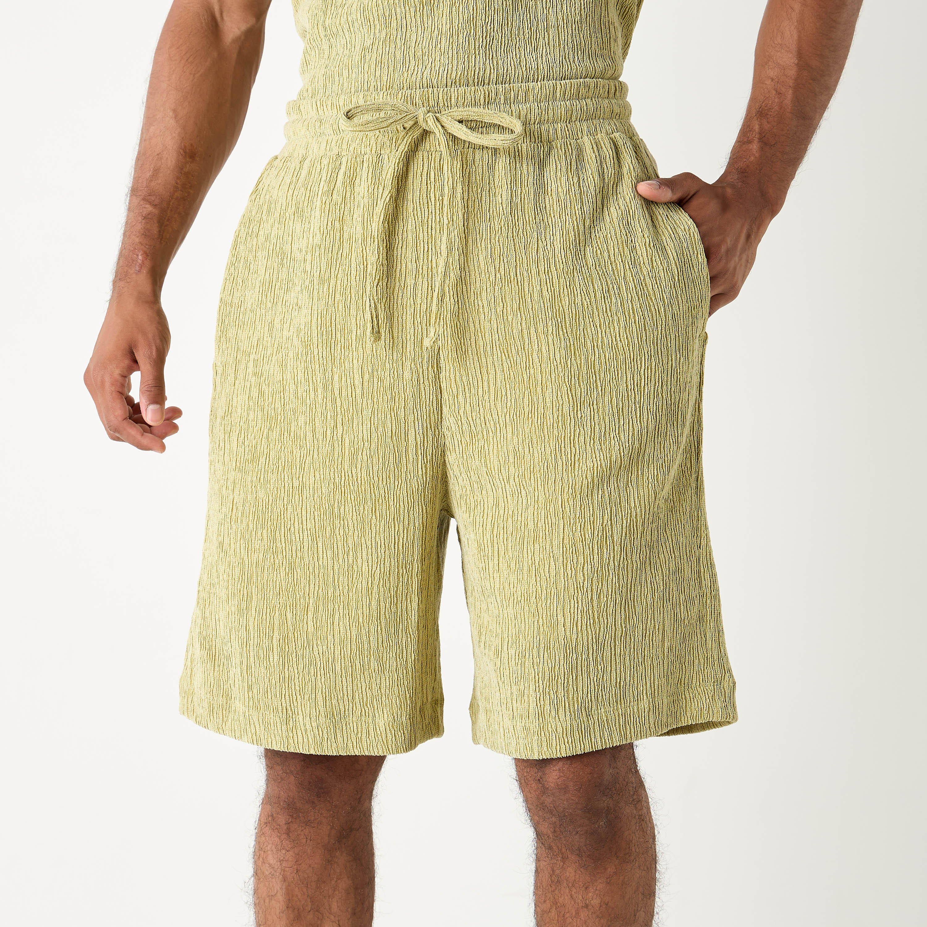 Textured Flexi Waist Shorts with Pockets-men-clothing-bottoms-shorts-image-1