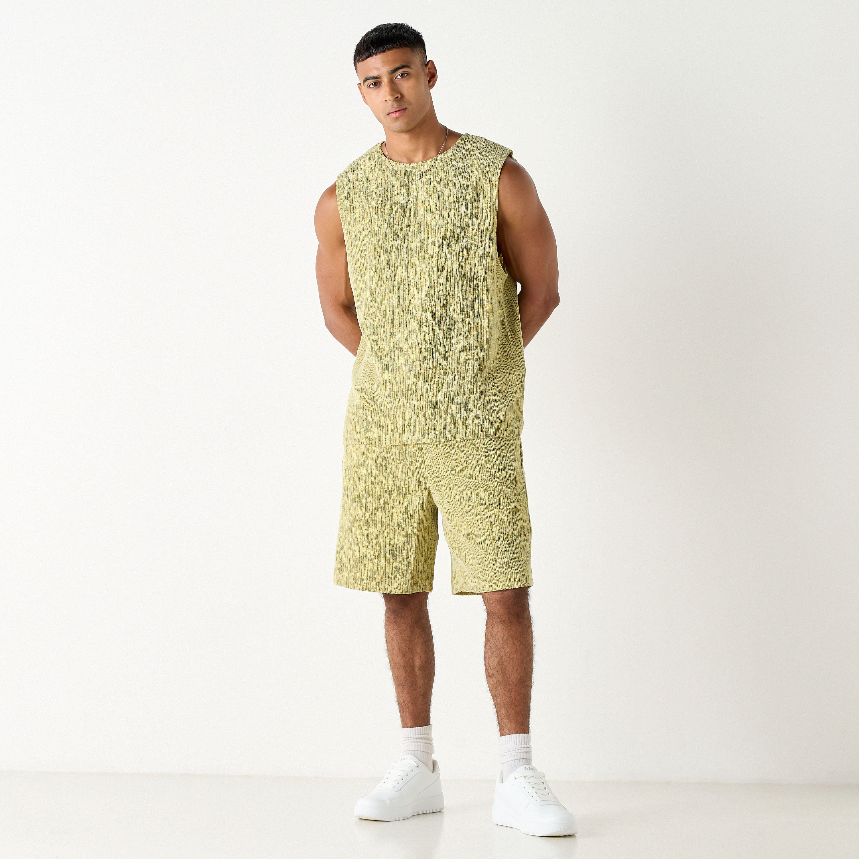 Textured Flexi Waist Shorts with Pockets-men-clothing-bottoms-shorts-image-2