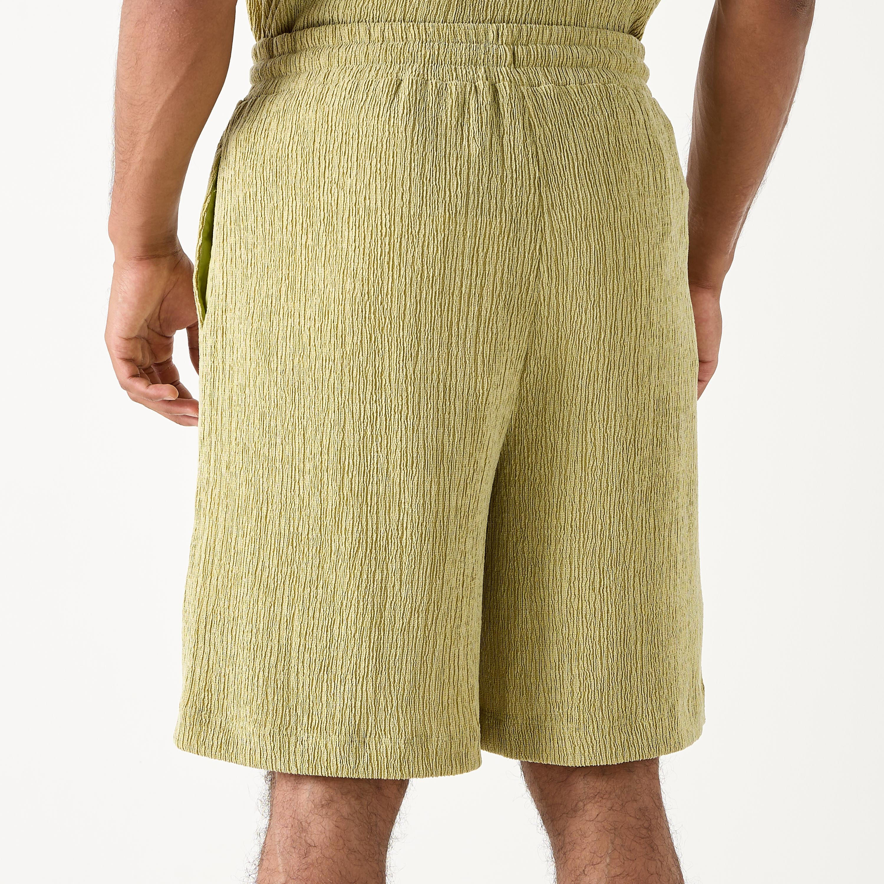 Textured Flexi Waist Shorts with Pockets-men-clothing-bottoms-shorts-image-3