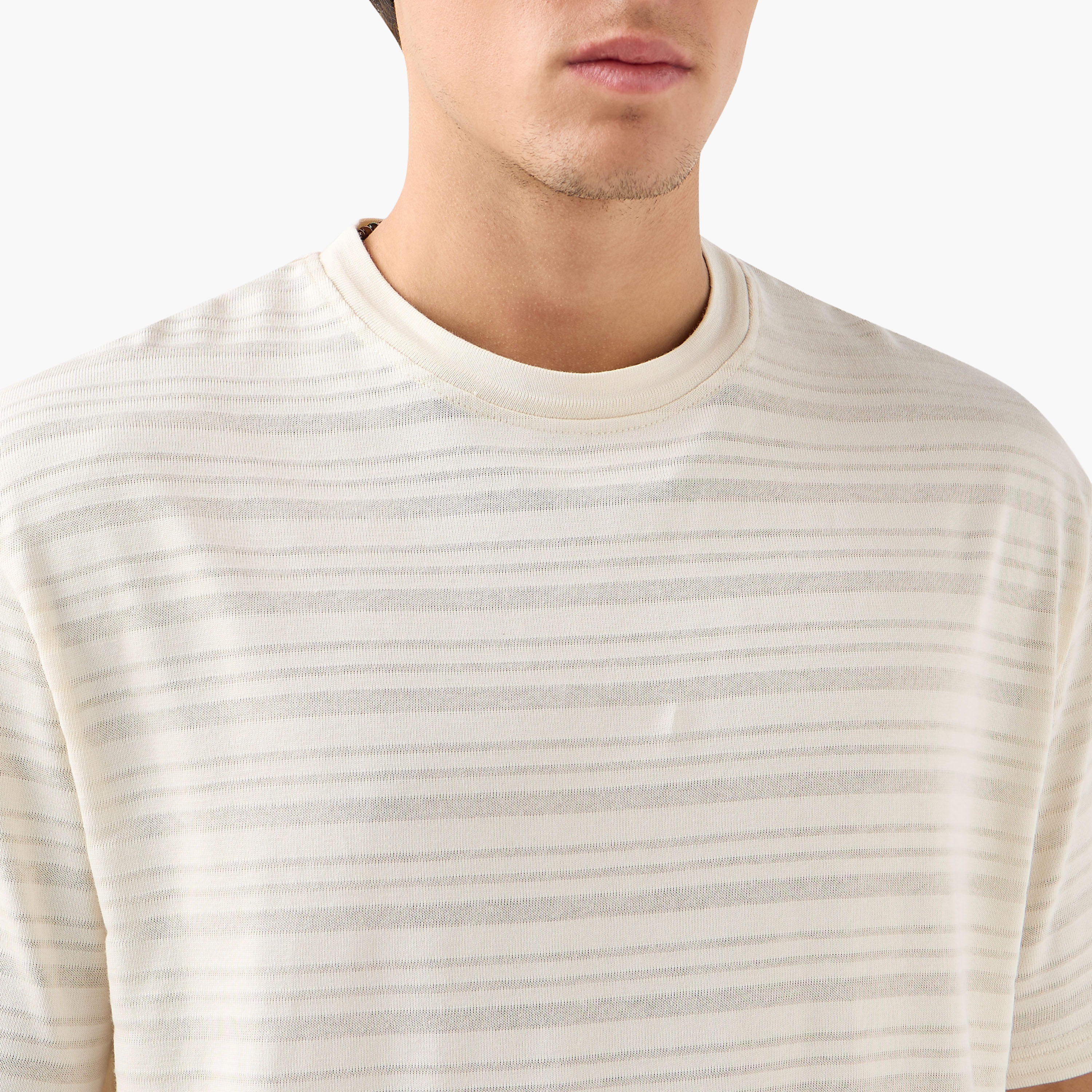 تيشيرت مخطط بياقة مستديرة وأكمام قصيرة-men-clothing-tshirtsandpolos-tshirts-image-4