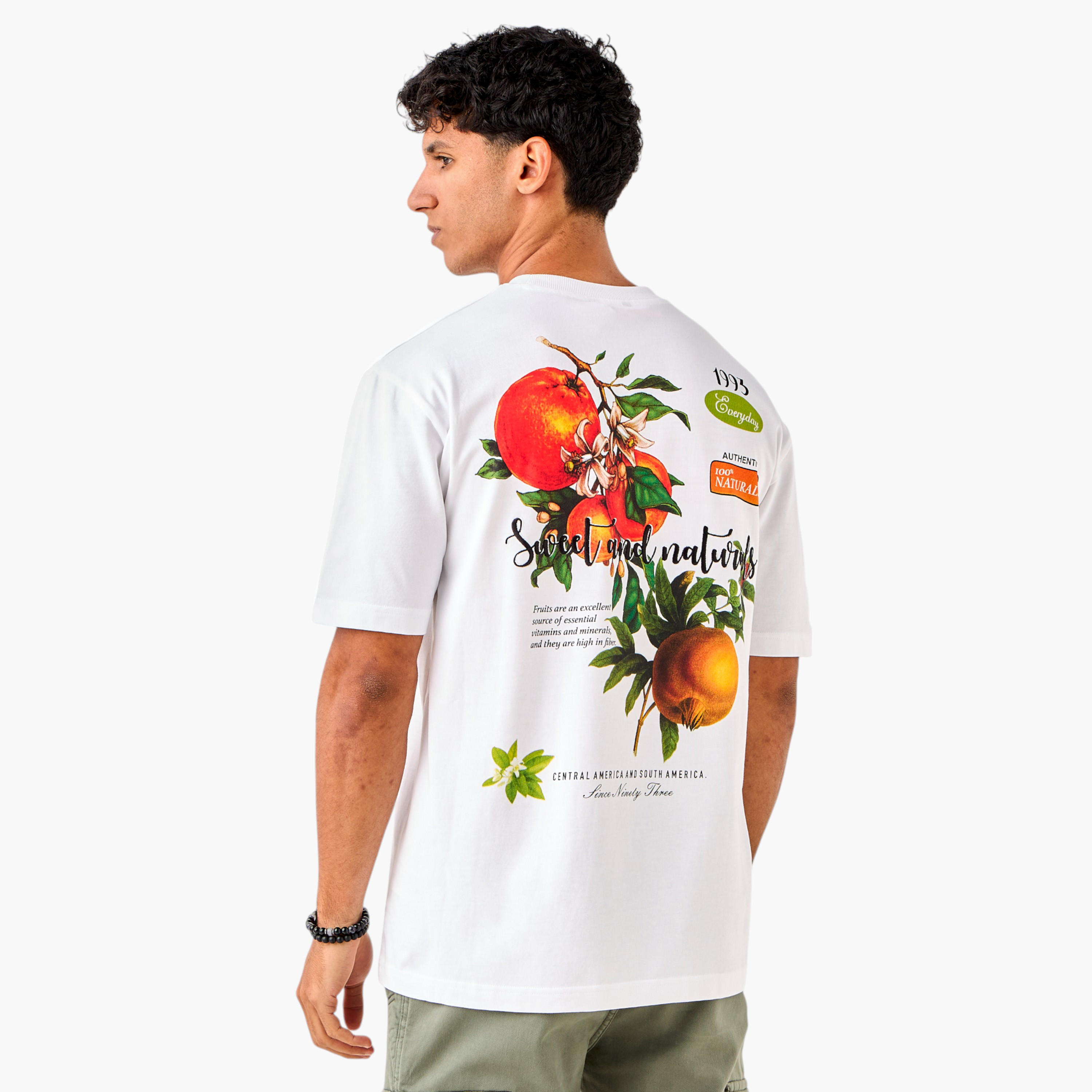 Graphic Print Crew Neck T-shirt with Short Sleeves-men-clothing-tshirtsandpolos-tshirts-image-1