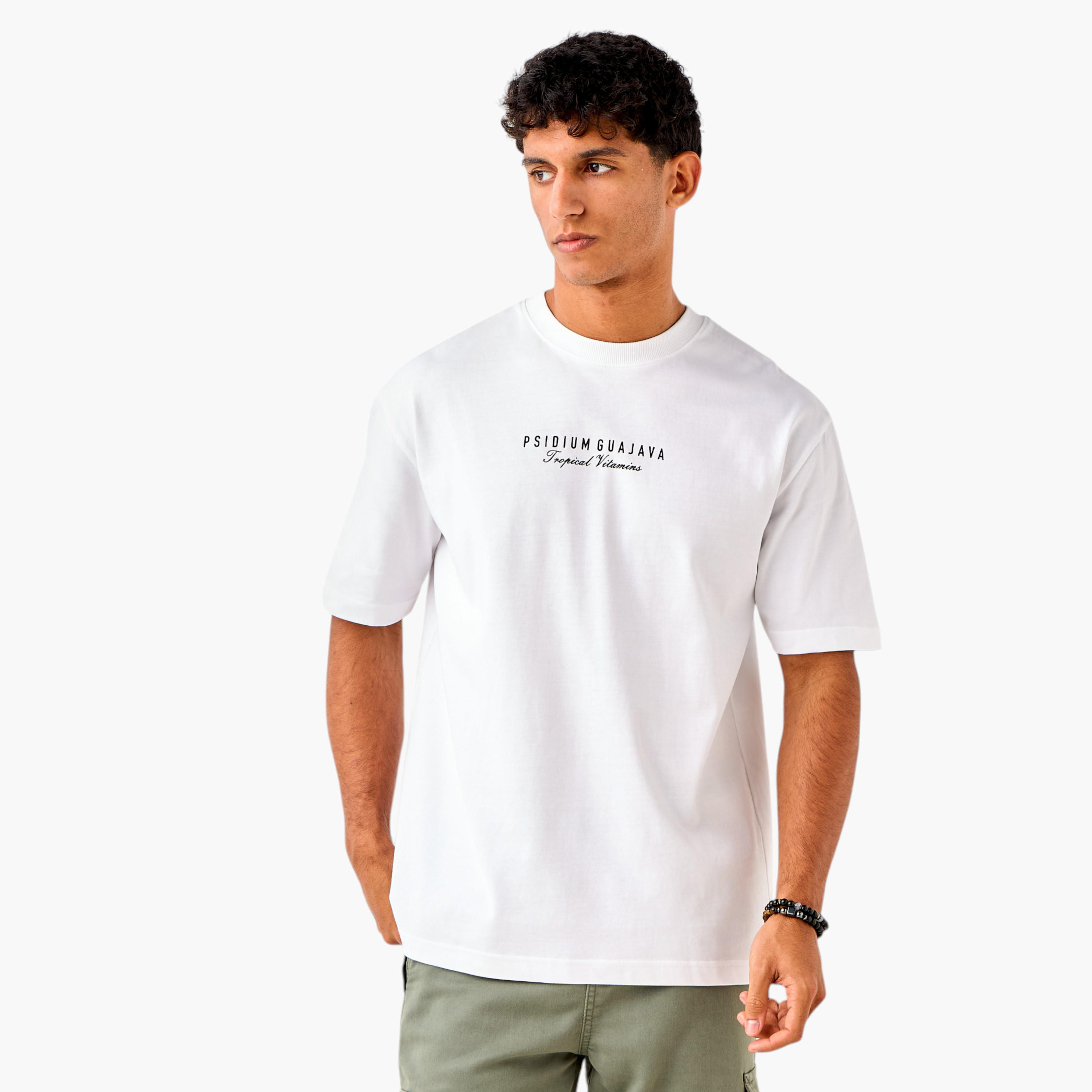 Graphic Print Crew Neck T-shirt with Short Sleeves-men-clothing-tshirtsandpolos-tshirts-image-3