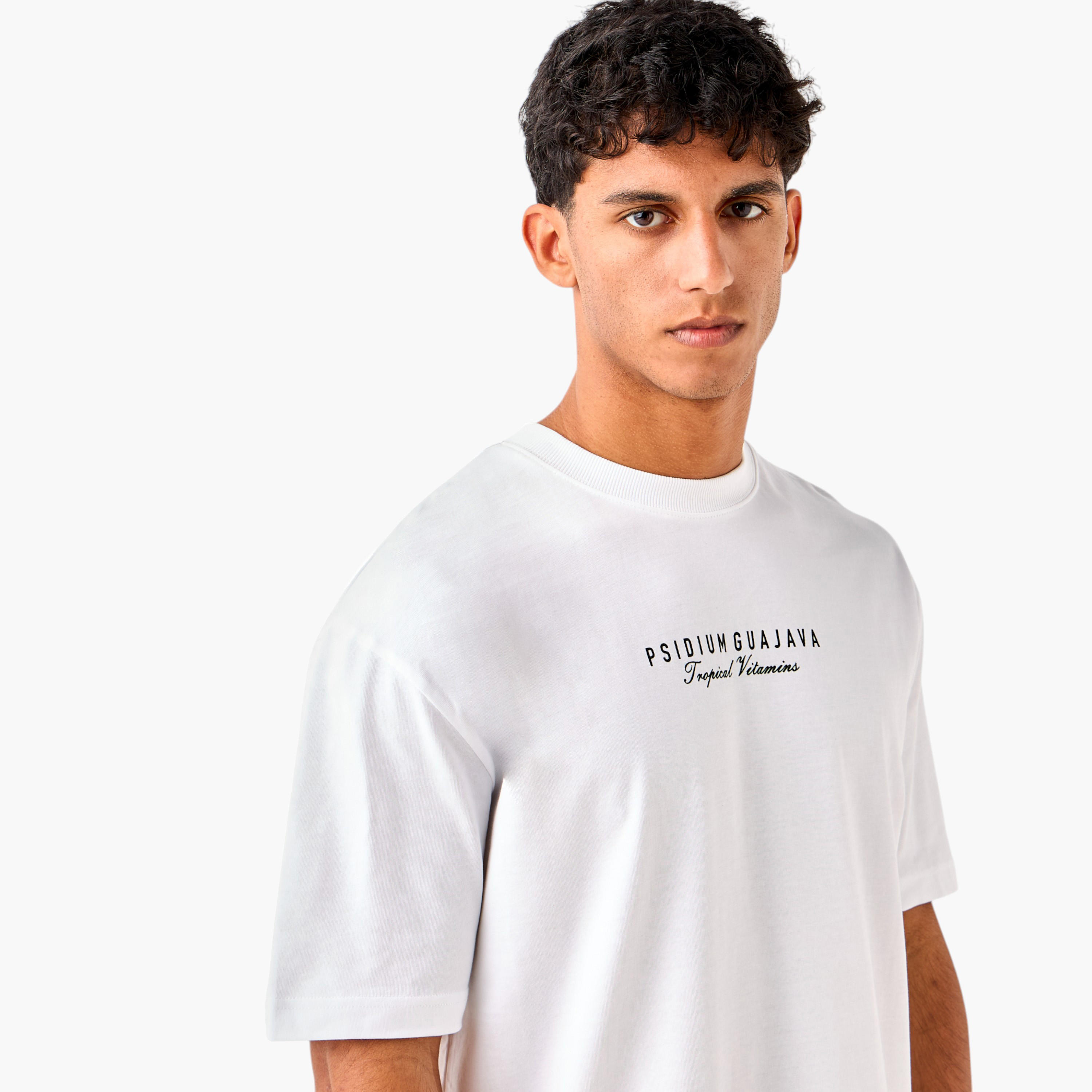 Graphic Print Crew Neck T-shirt with Short Sleeves-men-clothing-tshirtsandpolos-tshirts-image-4