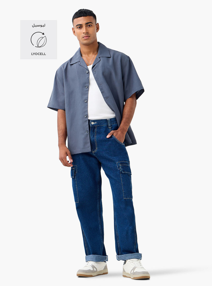 Relaxed Fit Collared Lyocell Shirt-men-clothing-shirts-image-2