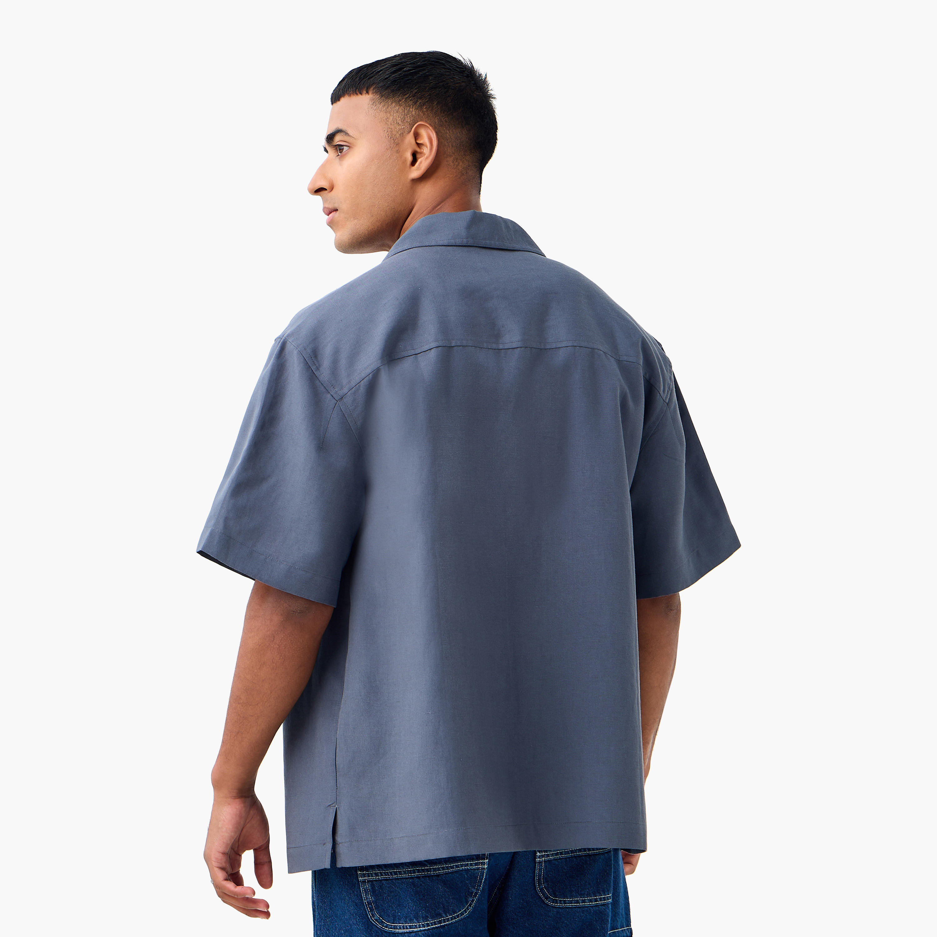 Relaxed Fit Collared Lyocell Shirt-men-clothing-shirts-image-3