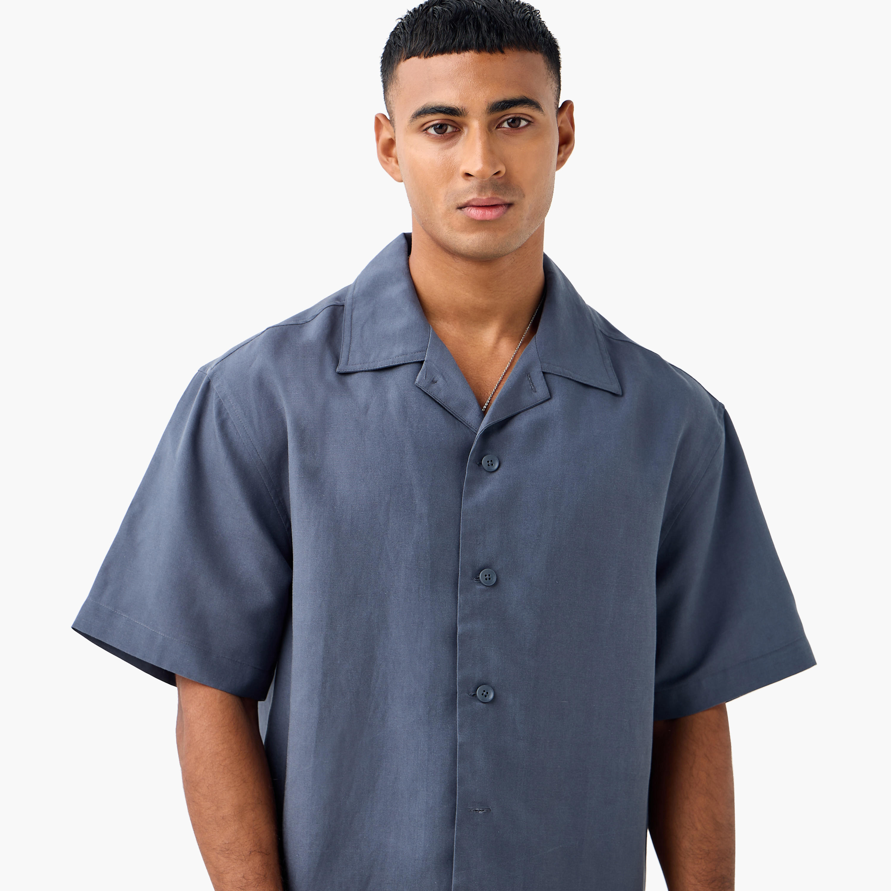 Relaxed Fit Collared Lyocell Shirt-men-clothing-shirts-image-4