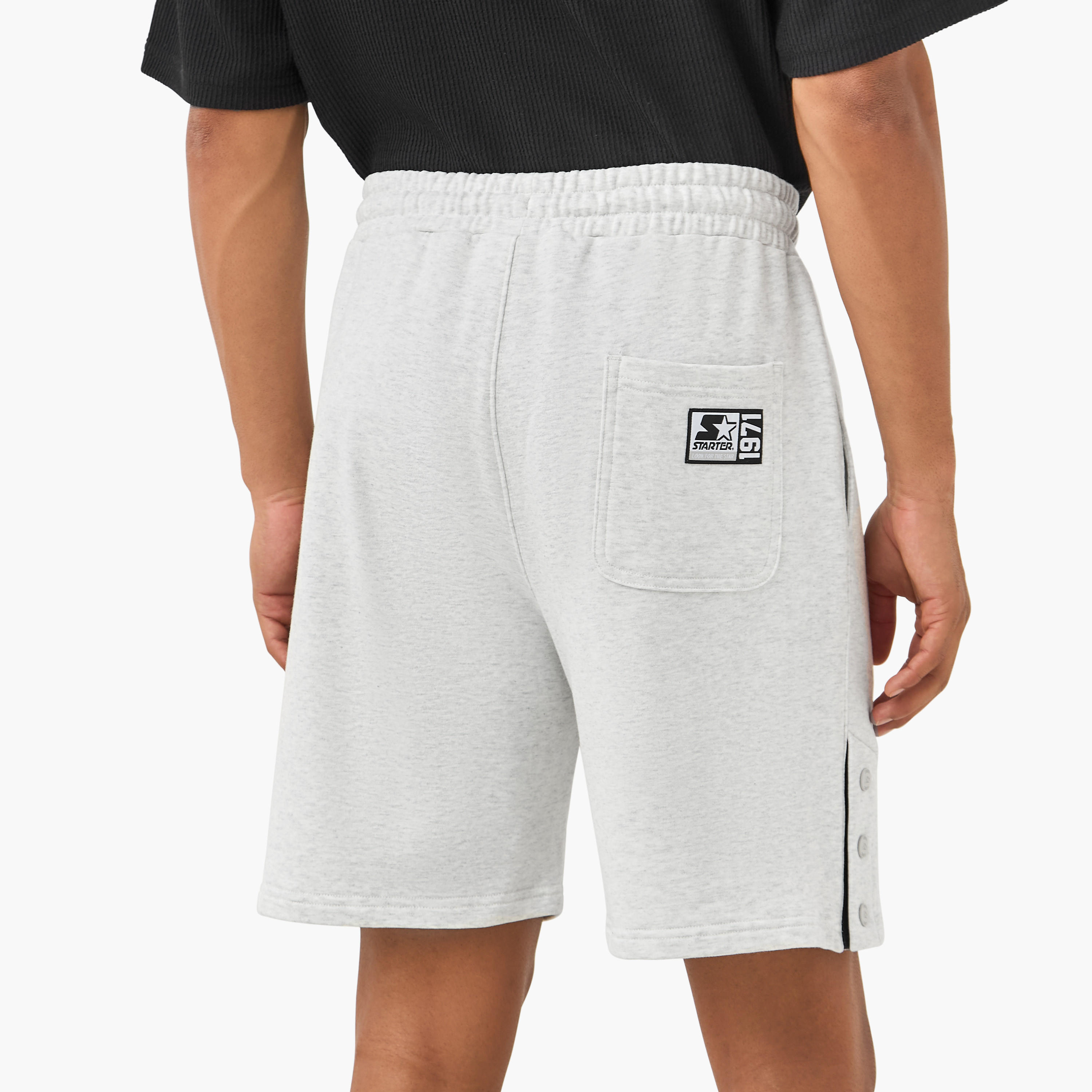 Starter Button Detail Flexi Waist Shorts with Pockets-men-clothing-bottoms-shorts-image-3