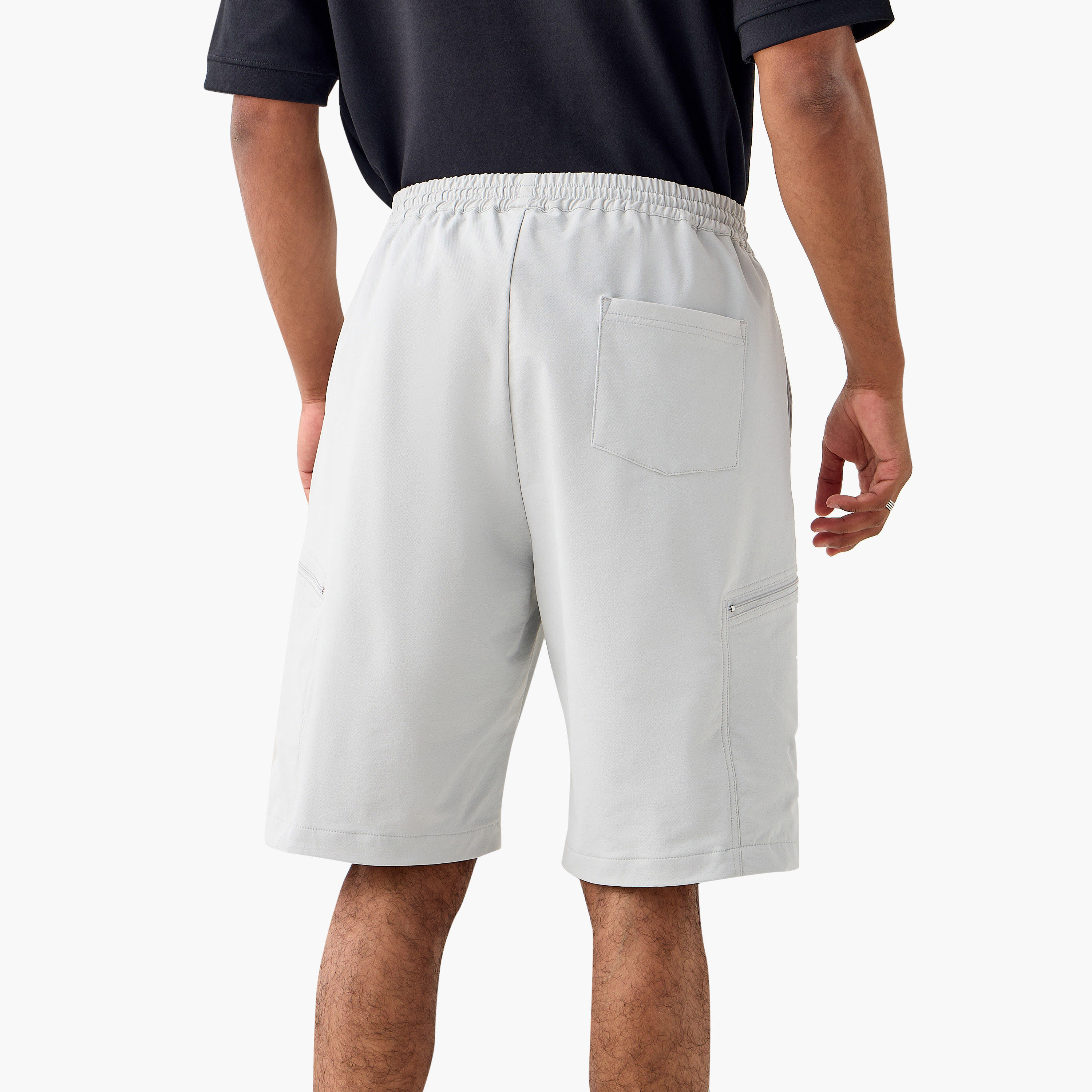 Panelled Flexi Waist Shorts with Pockets-men-clothing-bottoms-shorts-image-3