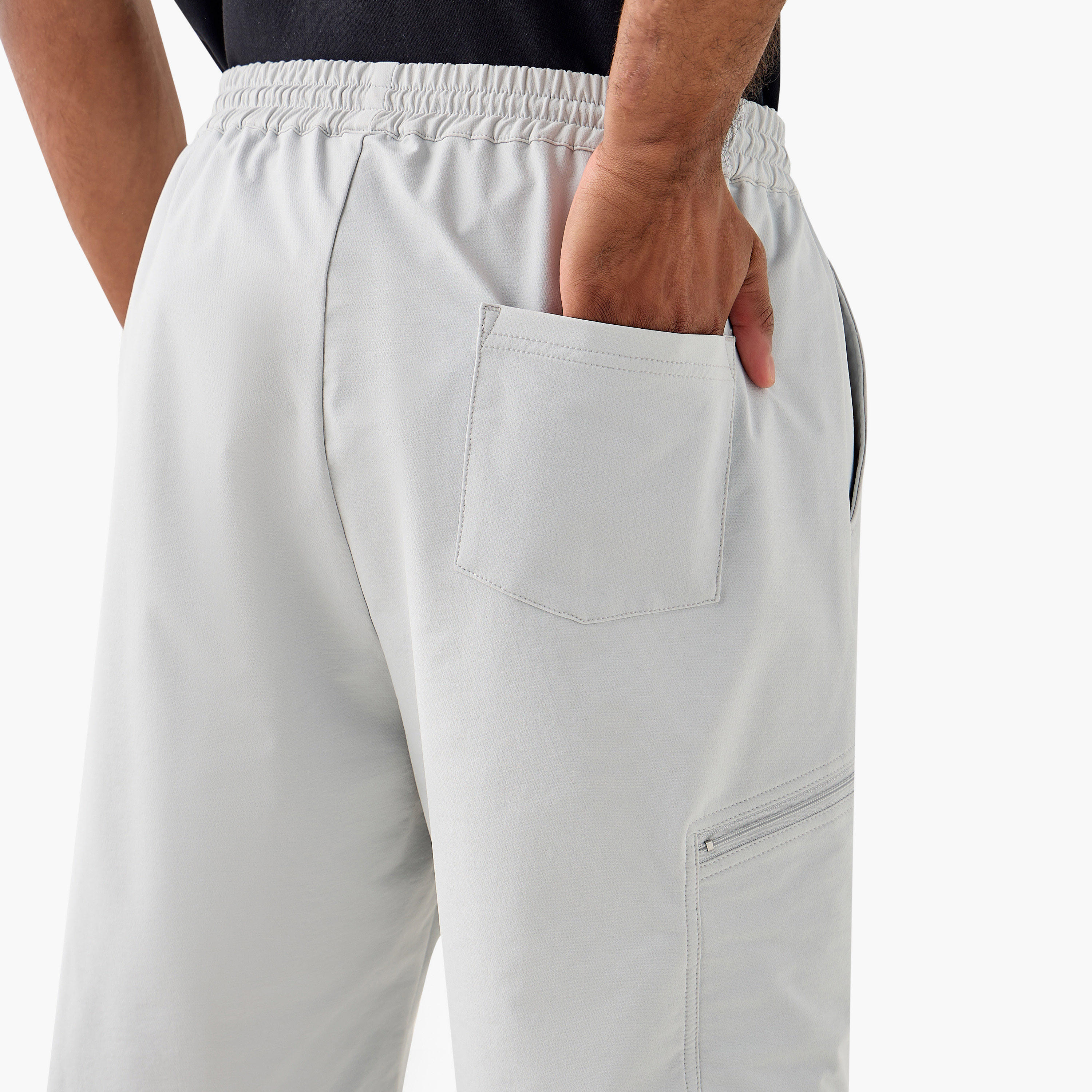 Panelled Flexi Waist Shorts with Pockets-men-clothing-bottoms-shorts-image-5