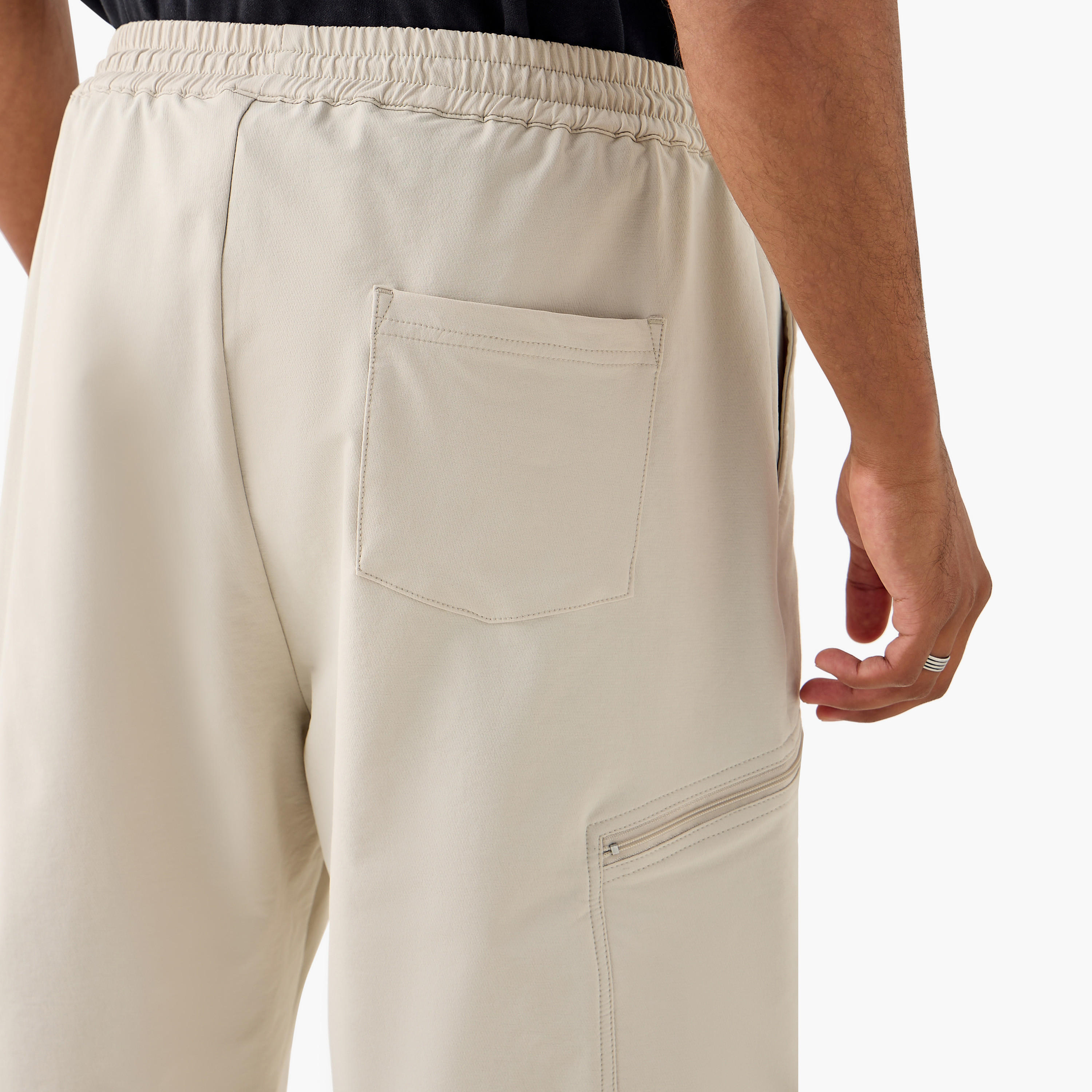 Panelled Flexi Waist Shorts with Pockets-men-clothing-bottoms-shorts-image-5